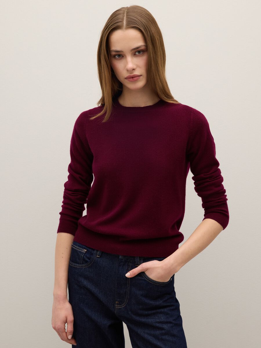 Red crew neck sweater in pure cashmere regular fit_0