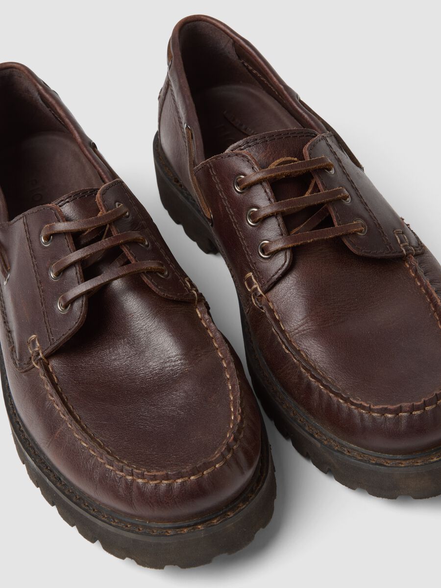 Scarpe casual marroni in vera pelle con lacci_3