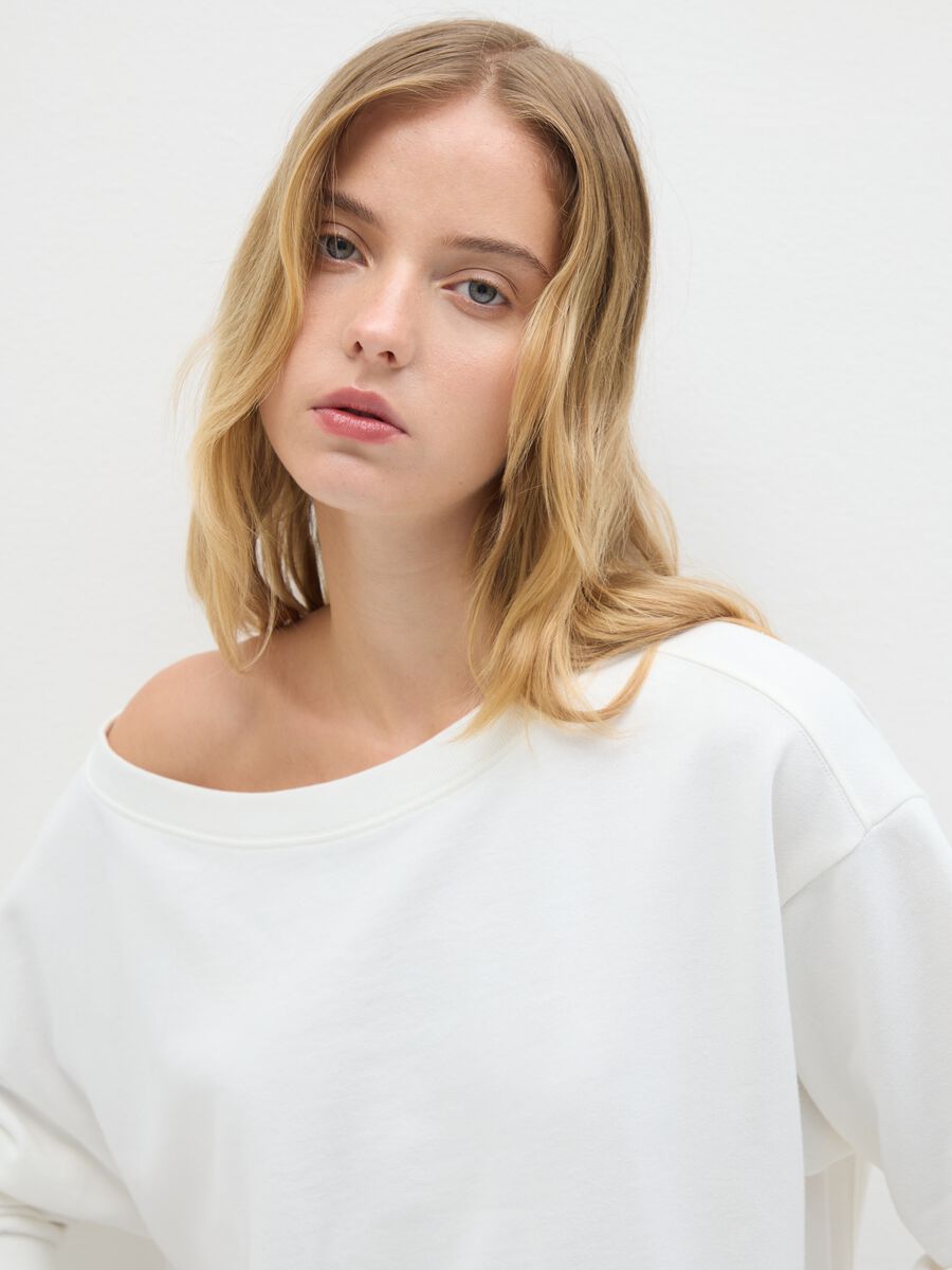White Pure Cotton Sweatshirt Regular Fit_2