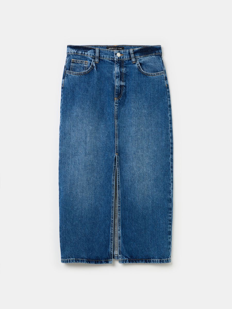 Midi pencil skirt in denim_4