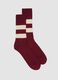 Red Stretch Cotton Blend Tennis Socks with Stripes_0