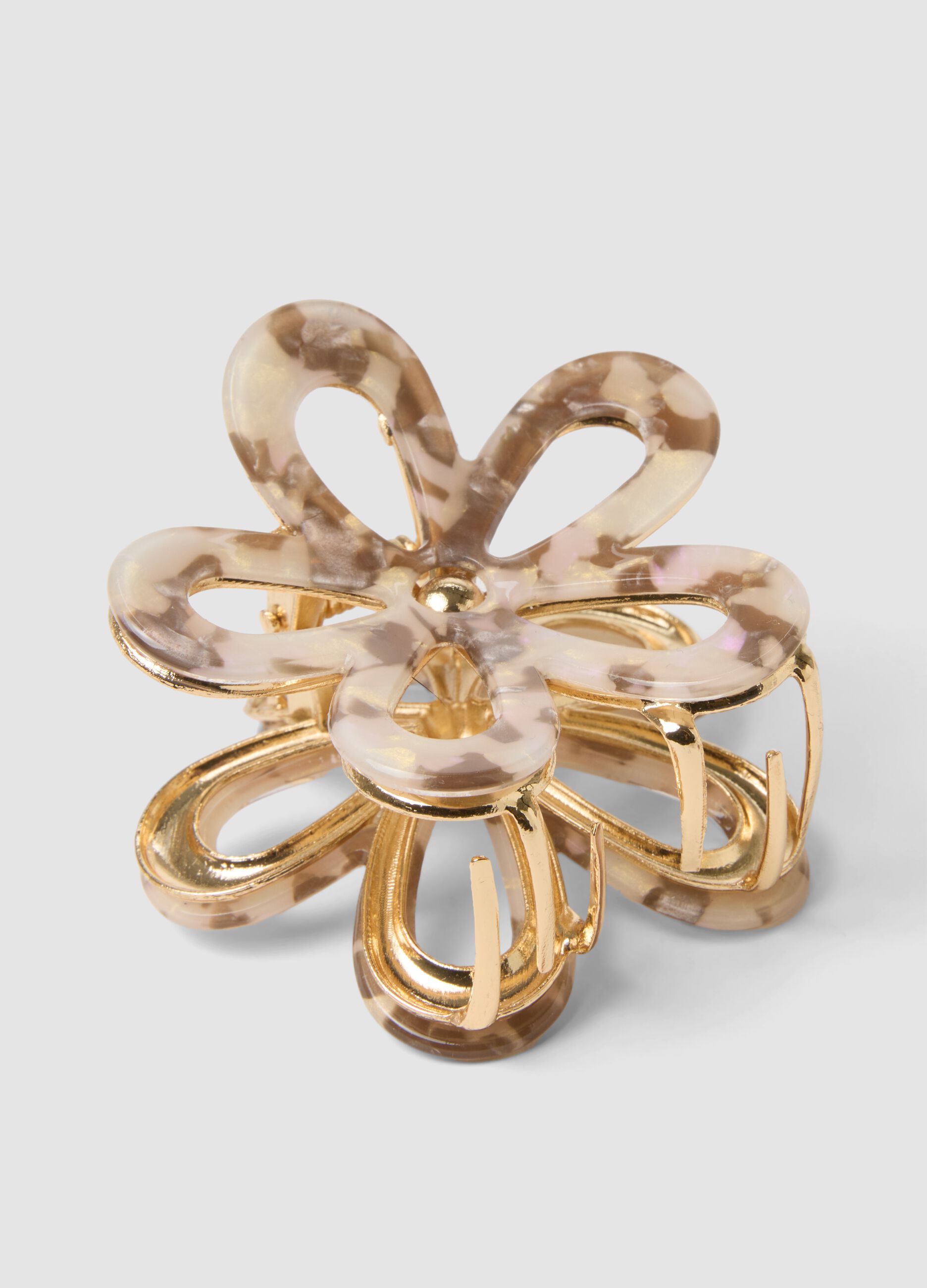 Beige and brown flower hair clip