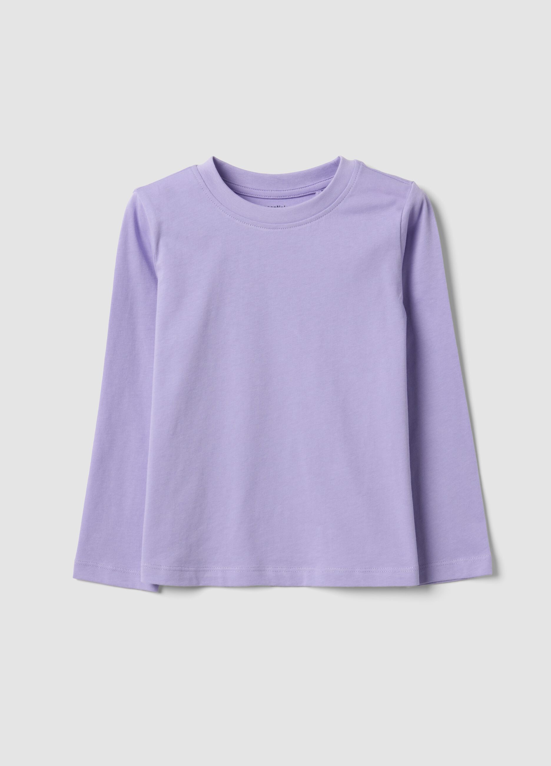 Purple organic cotton crew-neck T-shirt for girls