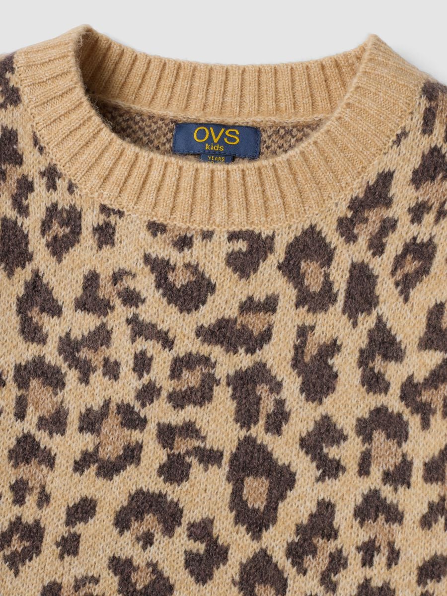 Maglione beige girocollo in lana elasticizzata_2