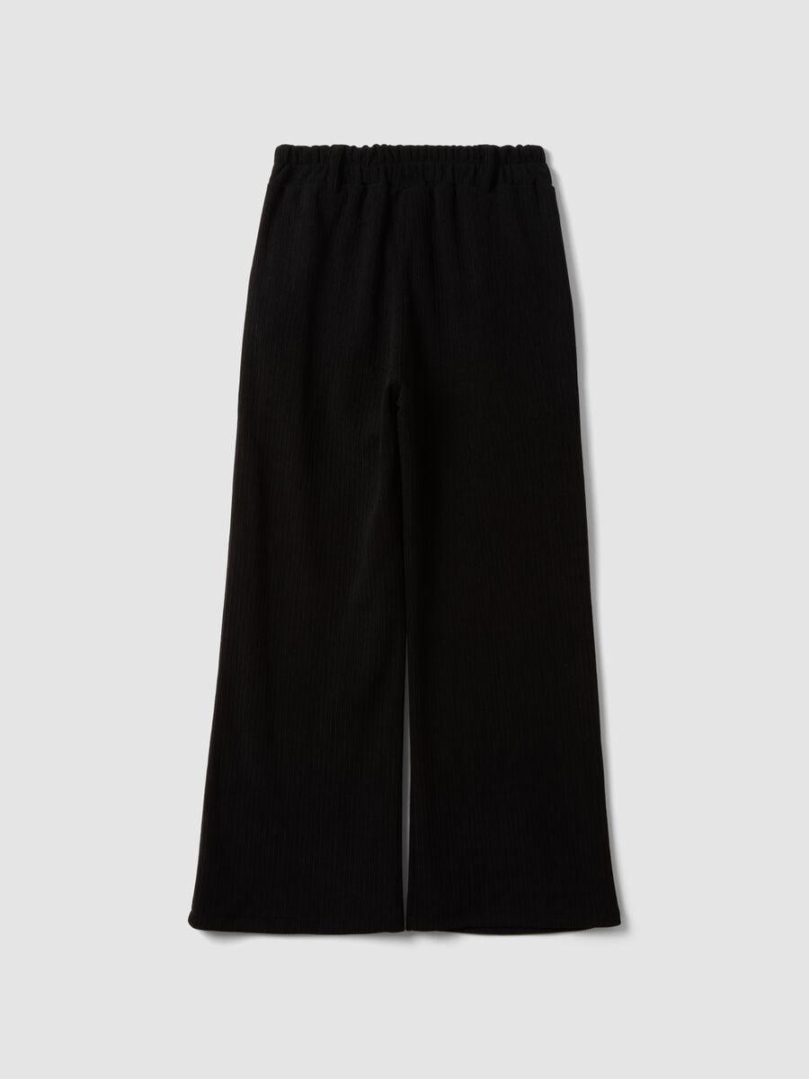Pantaloni neri in tessuto elasticizzato a gamba ampia regular fit_2