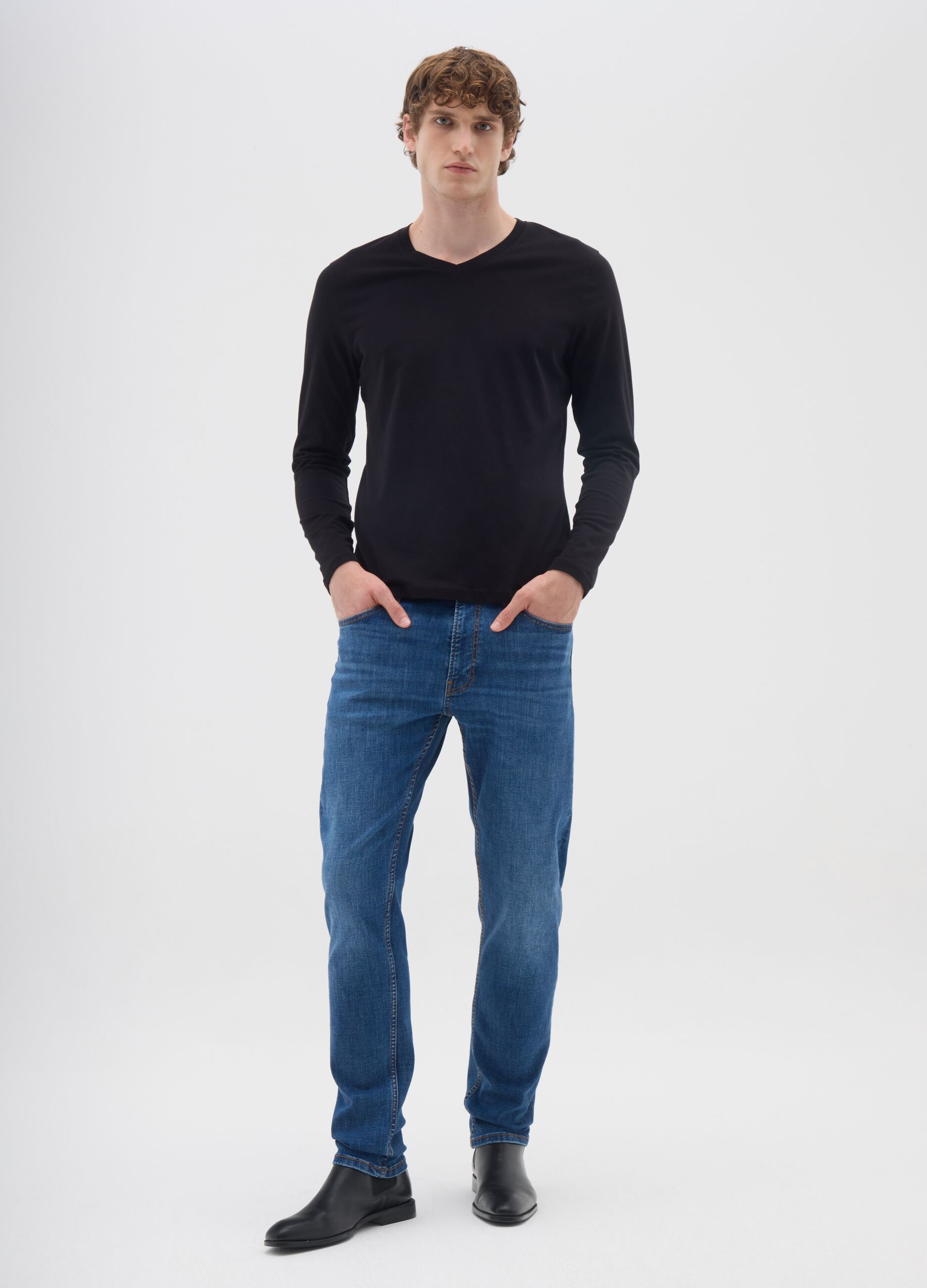 Black pure cotton regular fit T-shirt