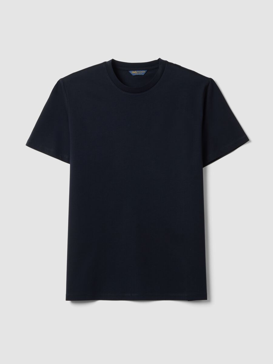 Black mercerised pure cotton regular-fit crew-neck T-shirt_0