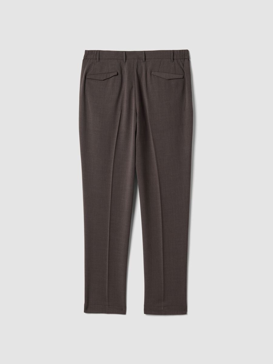 Brown slim-fit stretch viscose trousers_2
