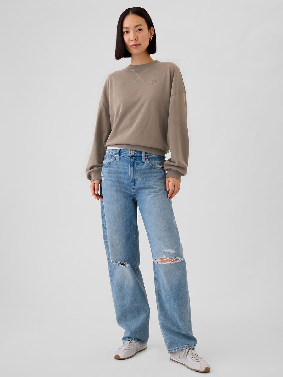 Oversized sweatshirt with round neck and crossover detail_1