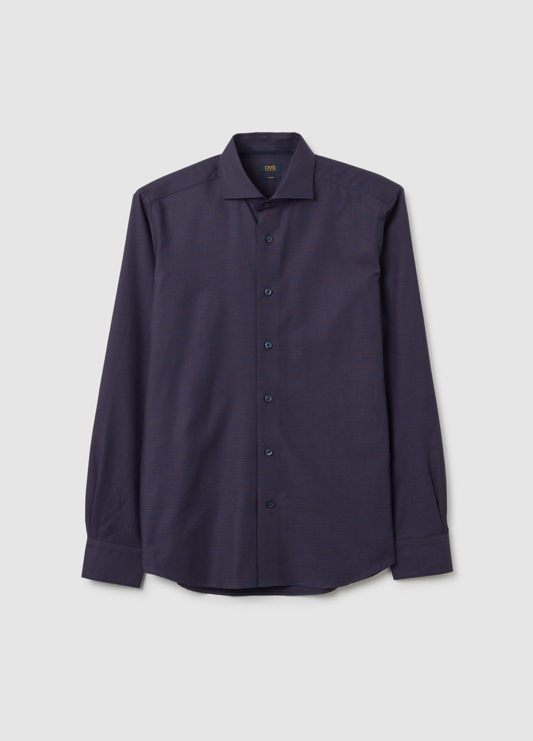Multicolour Stretch Cotton Slim Fit Shirt