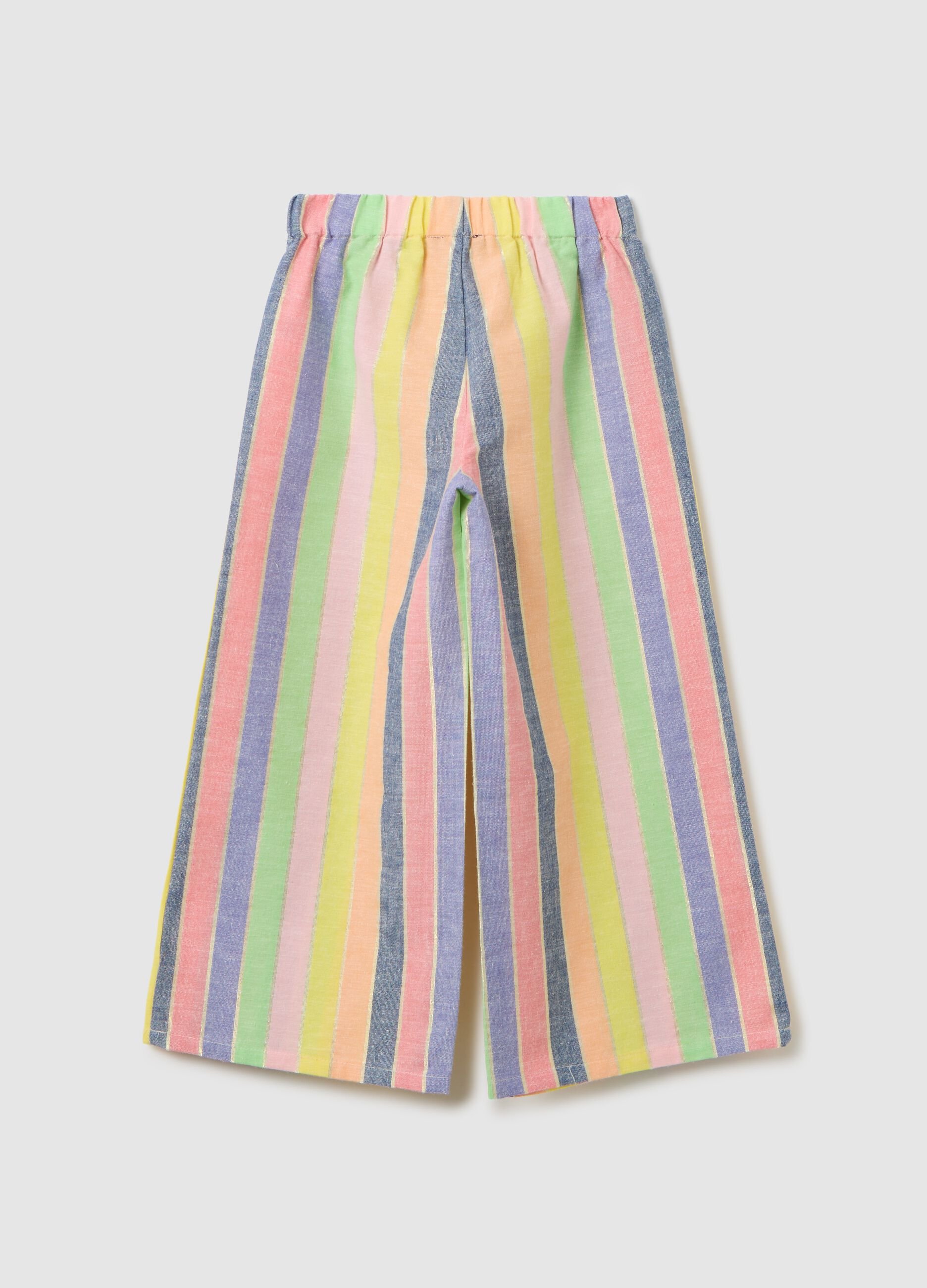 Wide Multicolor Striped Trousers