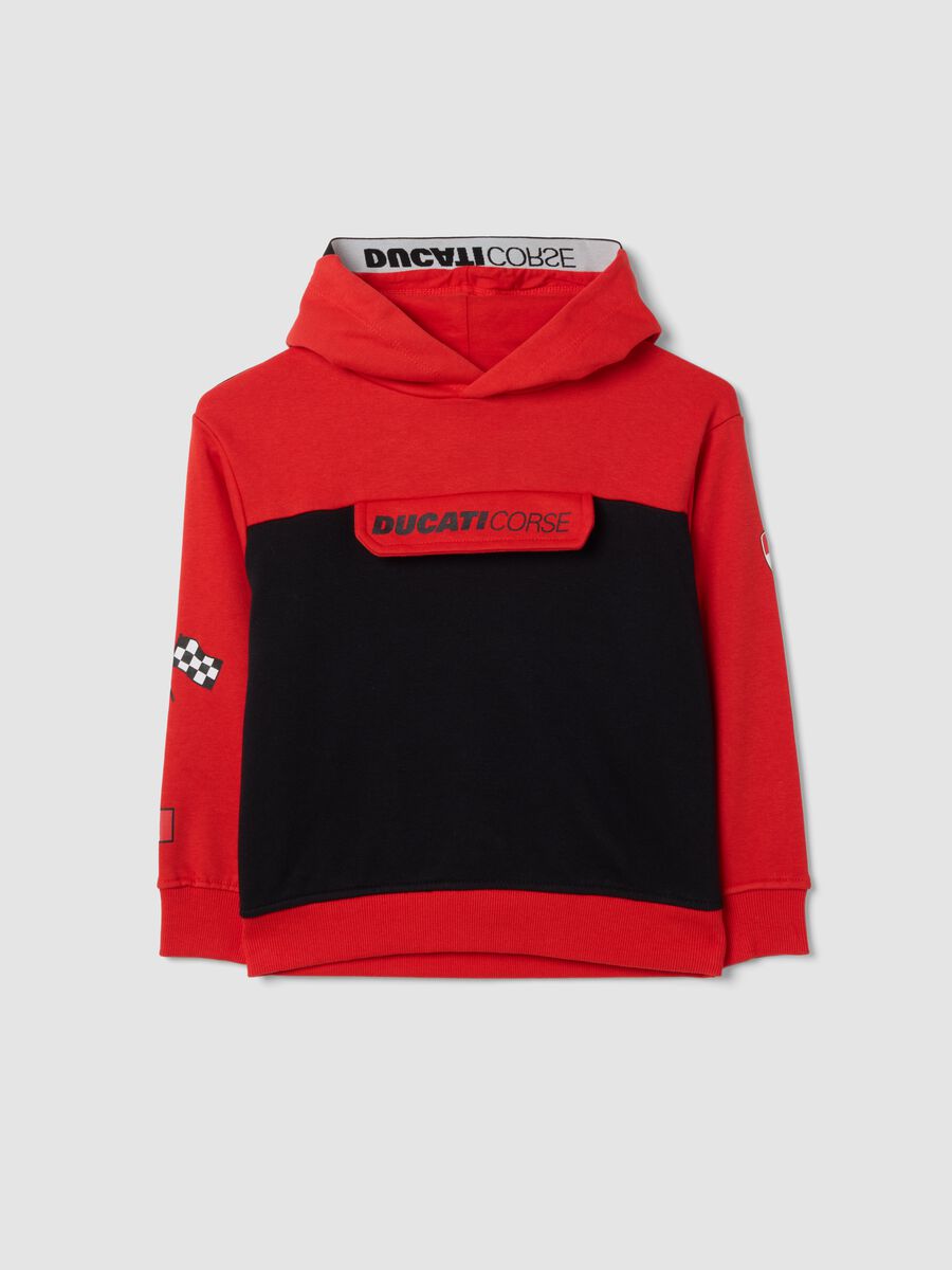 Felpa nera e rossa in fleece di misto cotone a tema Ducati_0