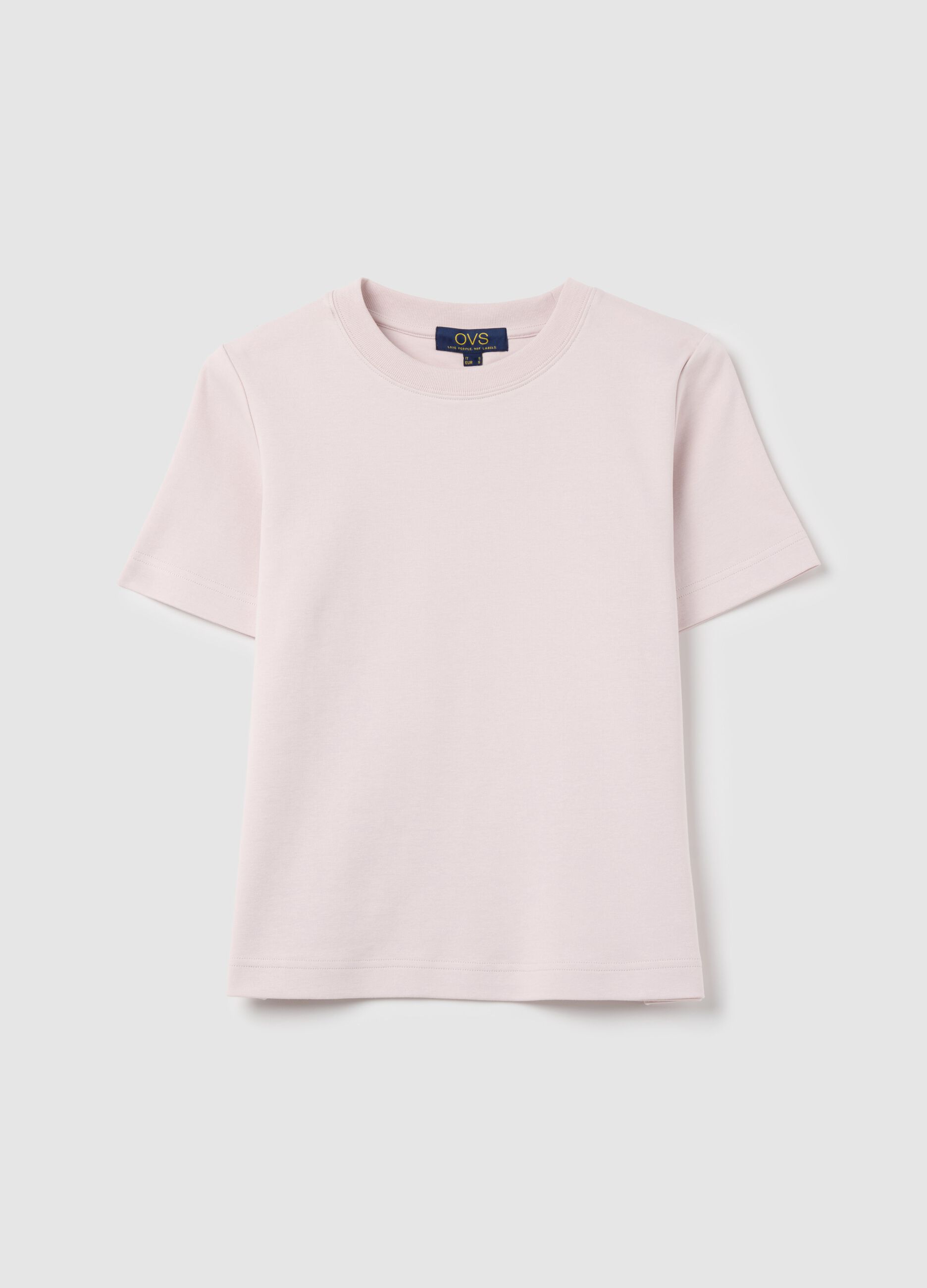 Solid colour T-shirt with round neck