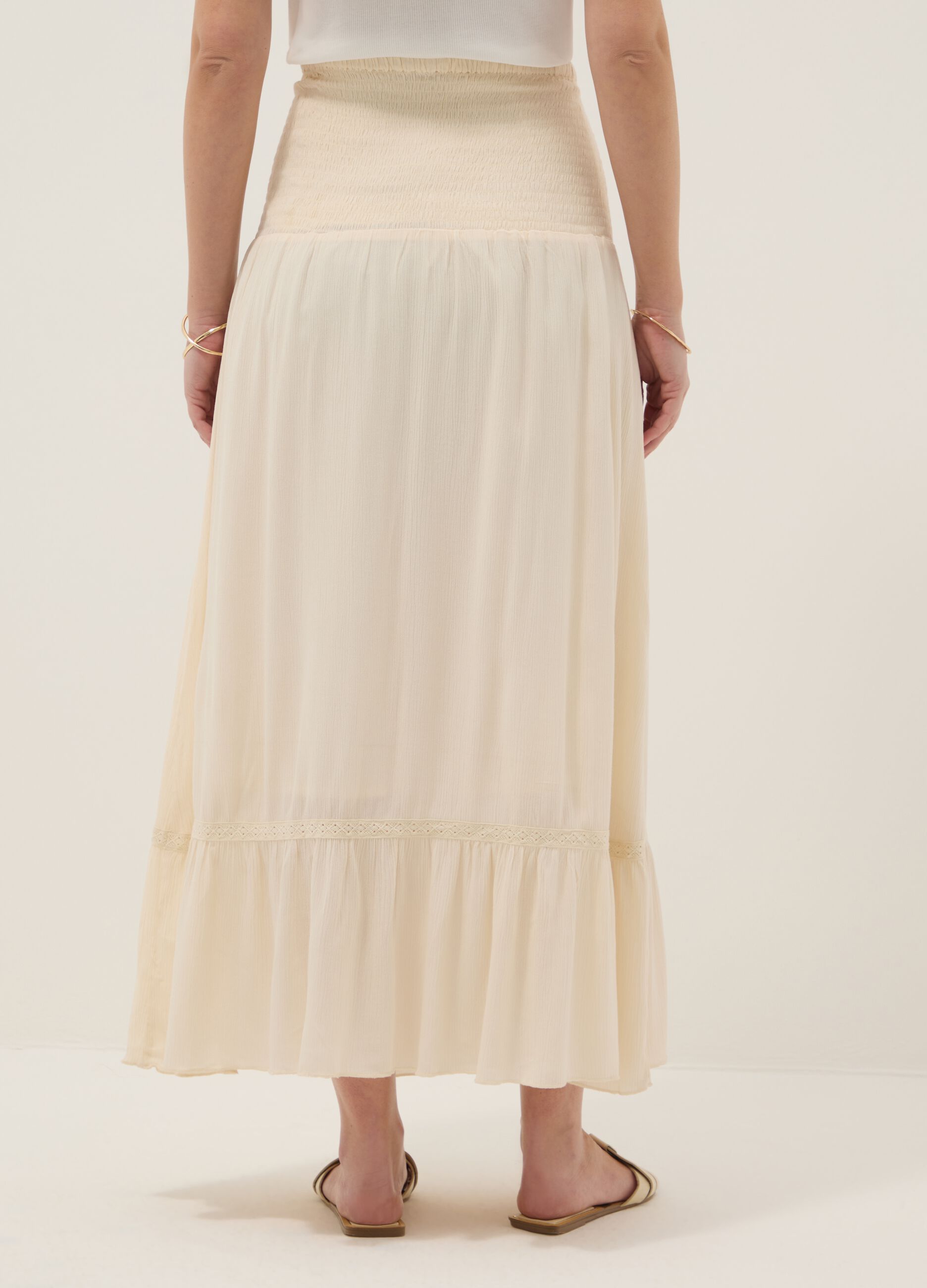 Beige maternity long skirt in pure viscose
