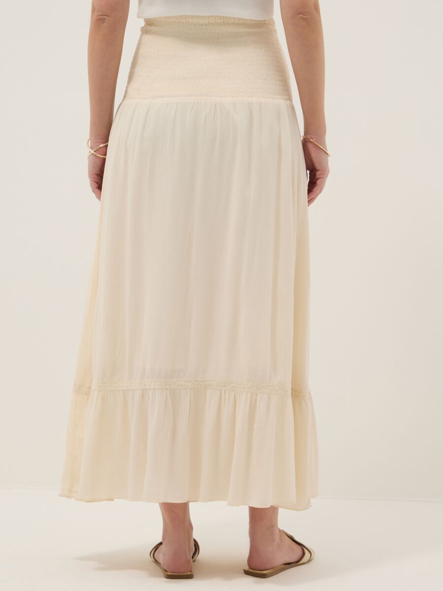 Gonna lunga premaman in pura viscosa beige con elastico alto_2