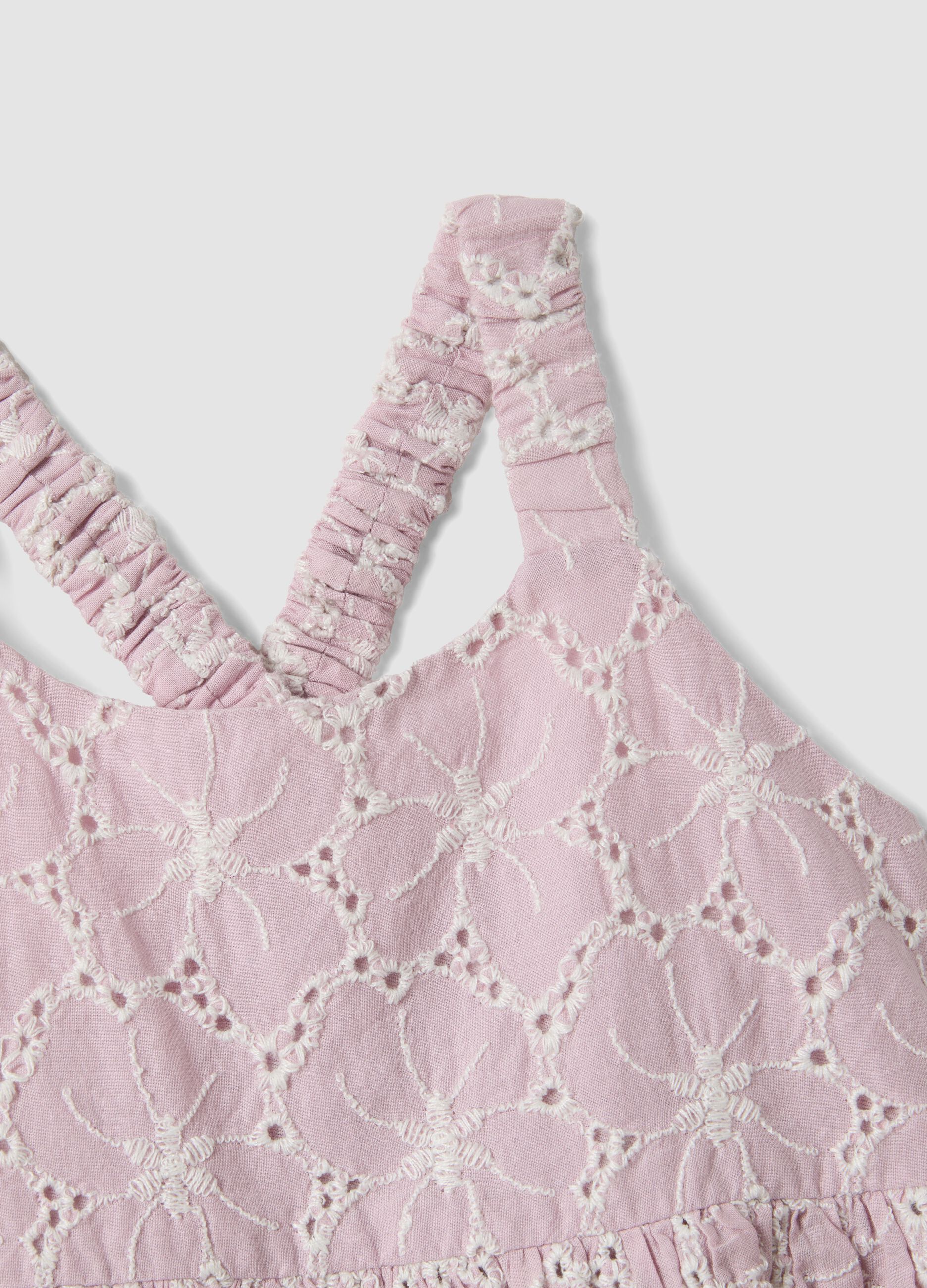 Pink pure cotton broderie anglaise dress