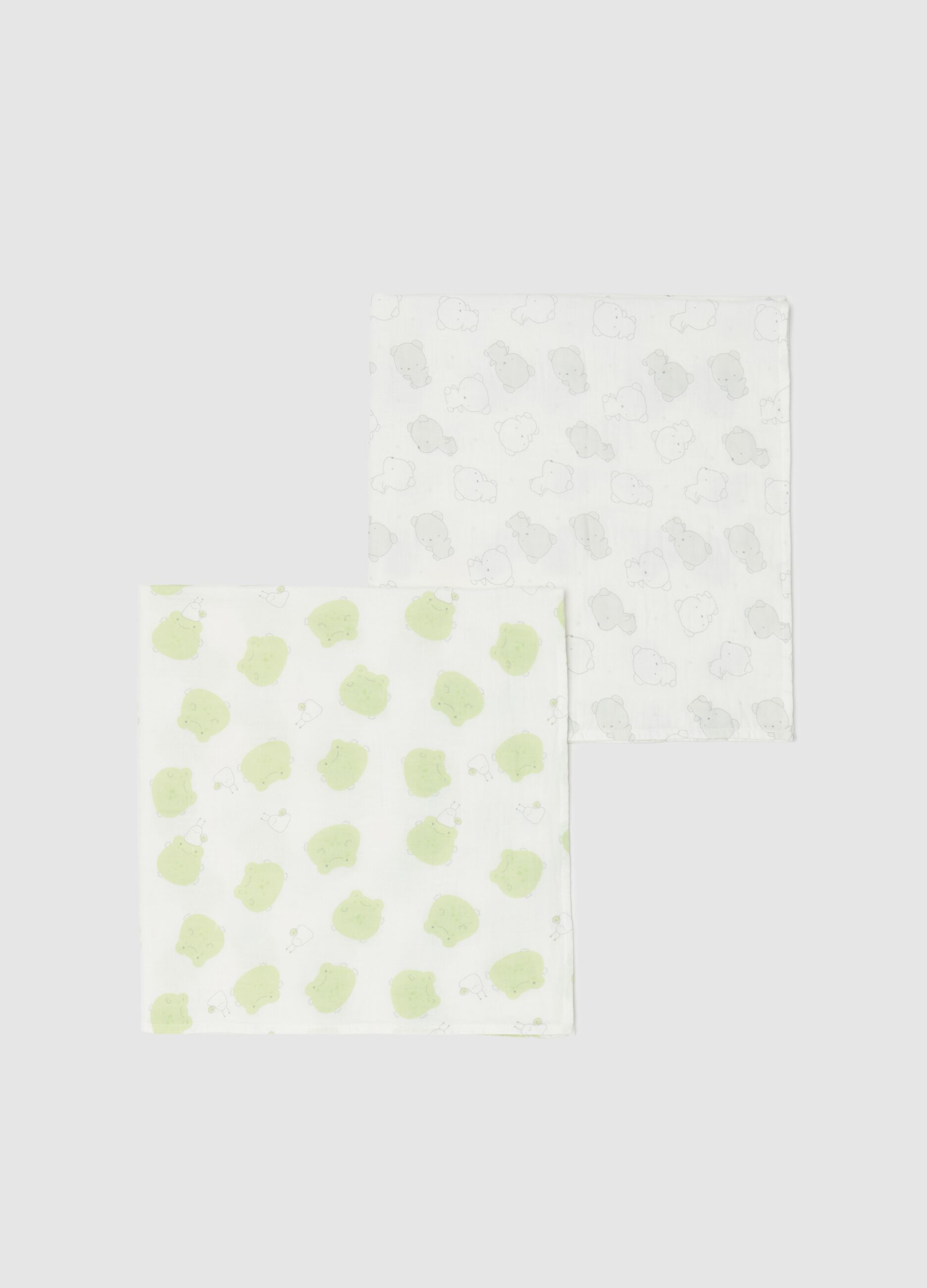Two-pack blankets in muslin with animals print