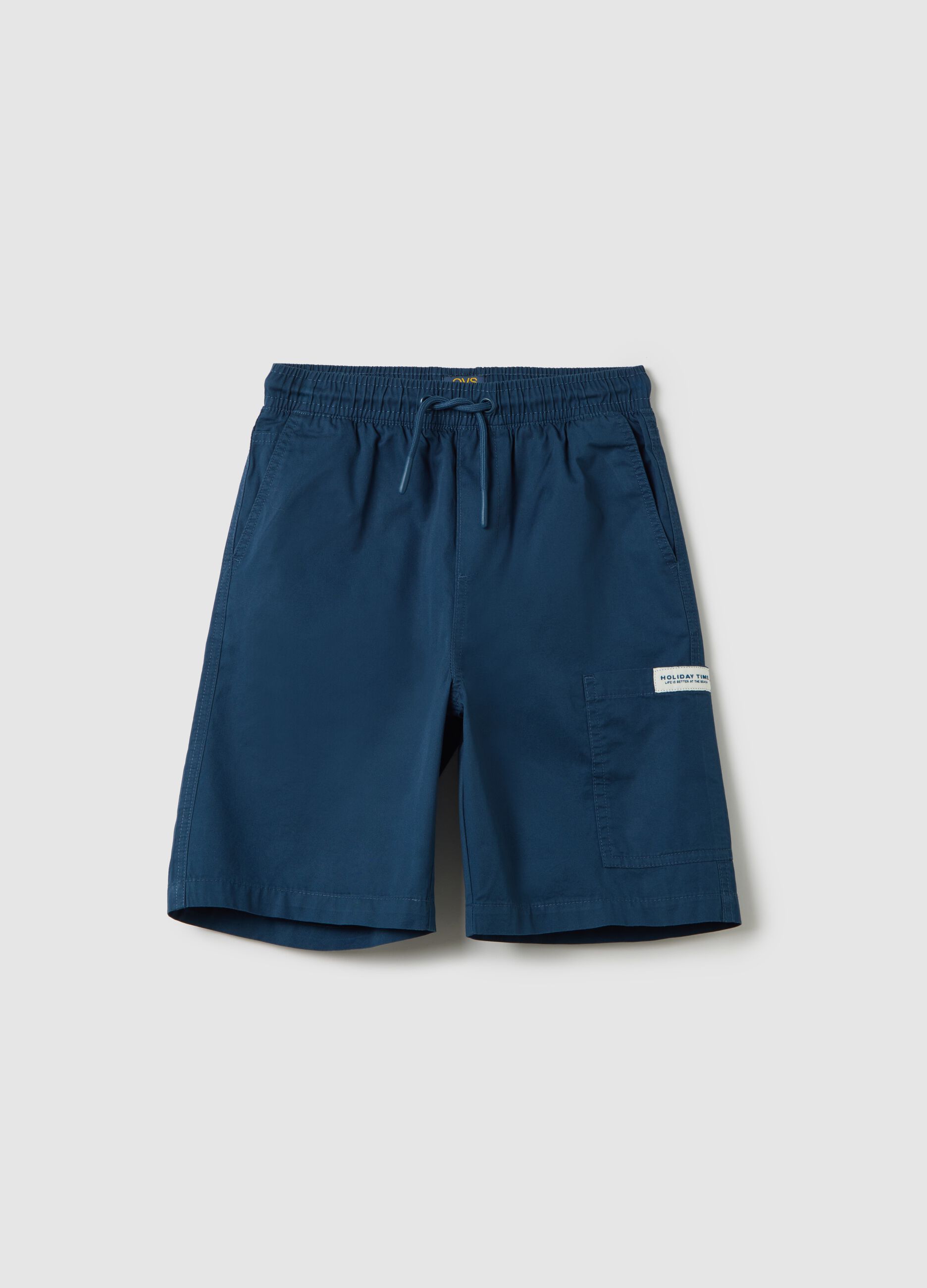 Blue baggy shorts in pure cotton