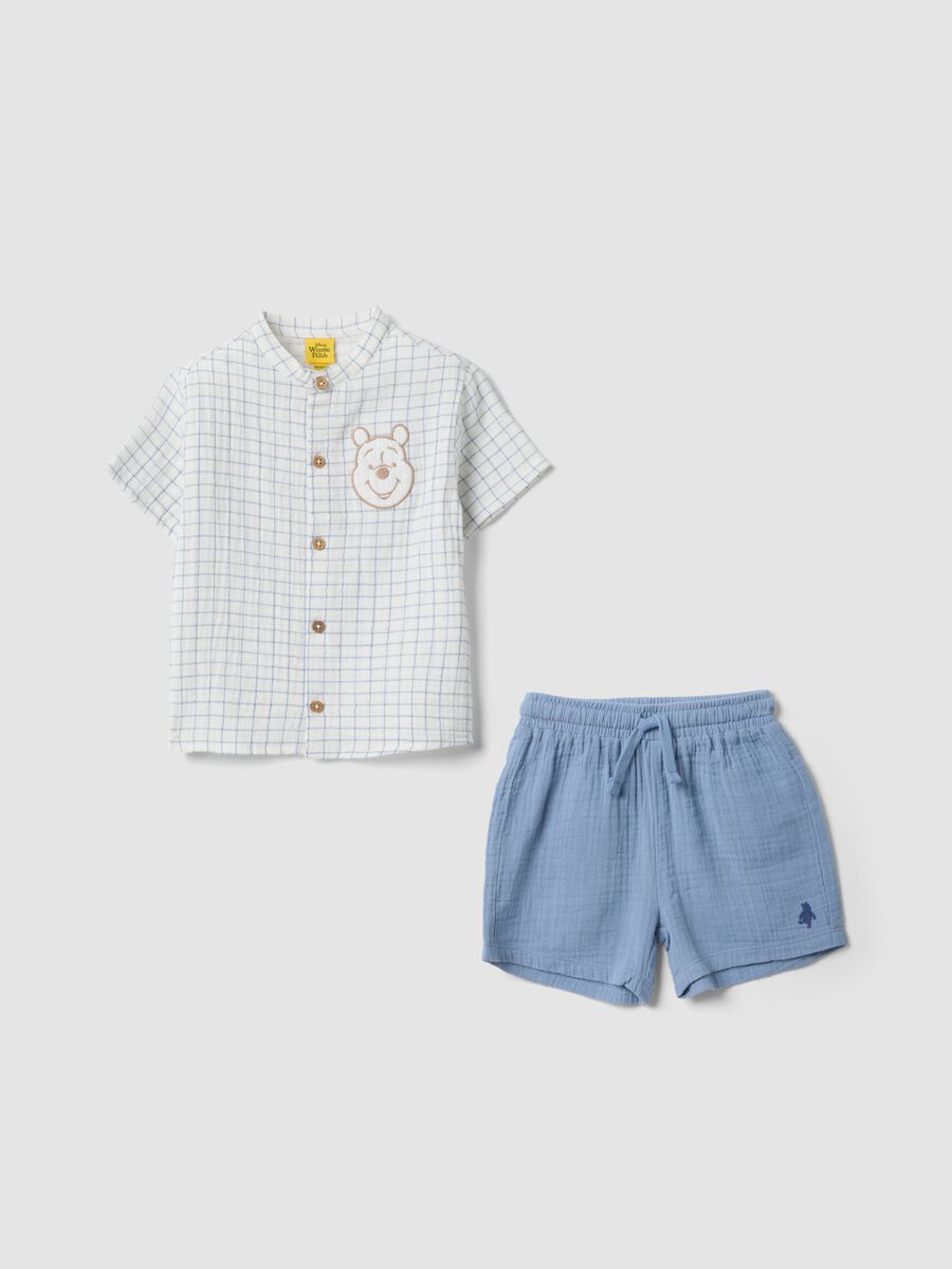 Set azzurro e bianco in puro cotone da bimbo Winnie-the-Pooh_0