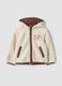 White hooded zip-up teddy-style jacket for boys_0