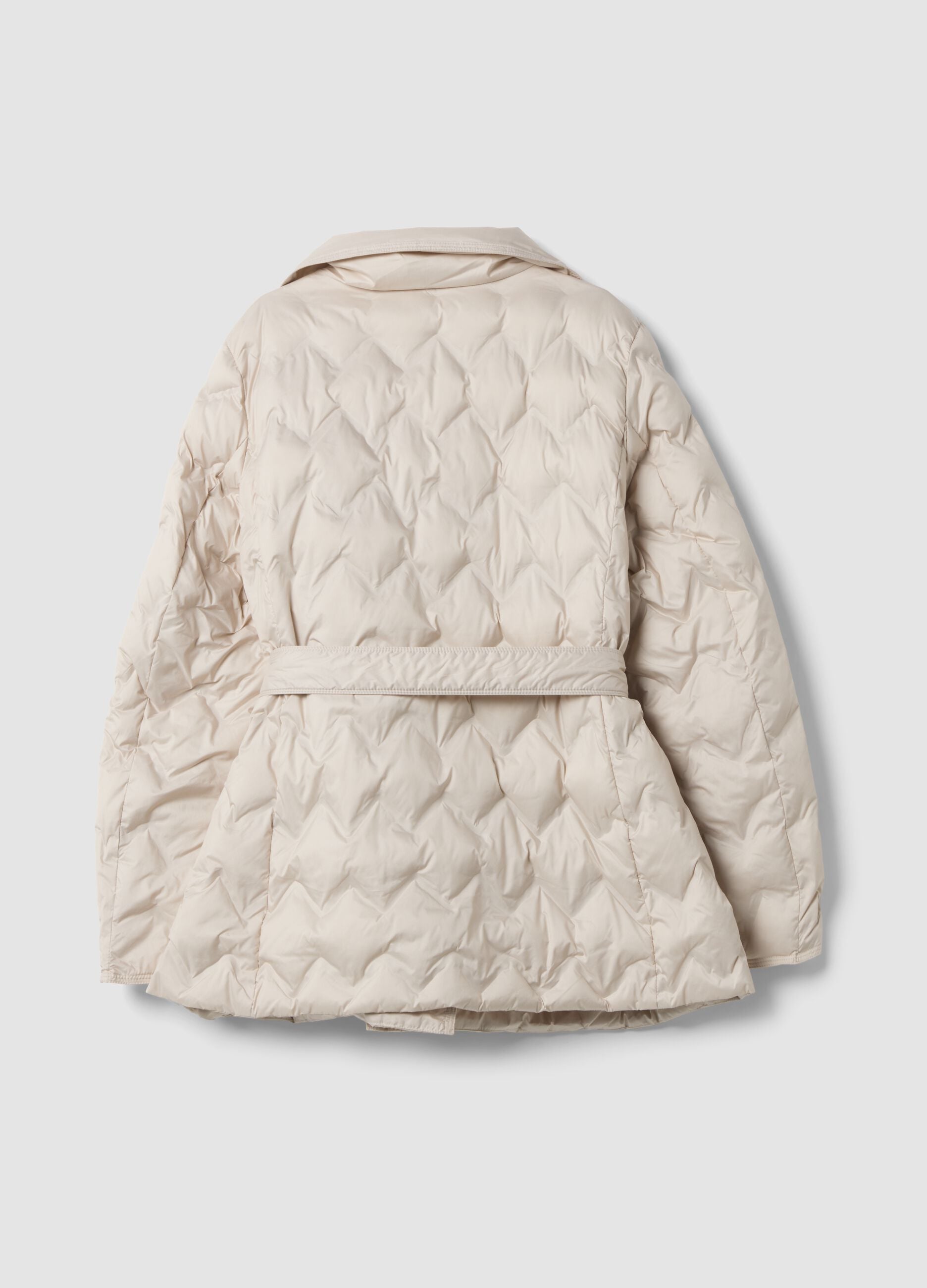 Sand regular-fit padded jacket with belt