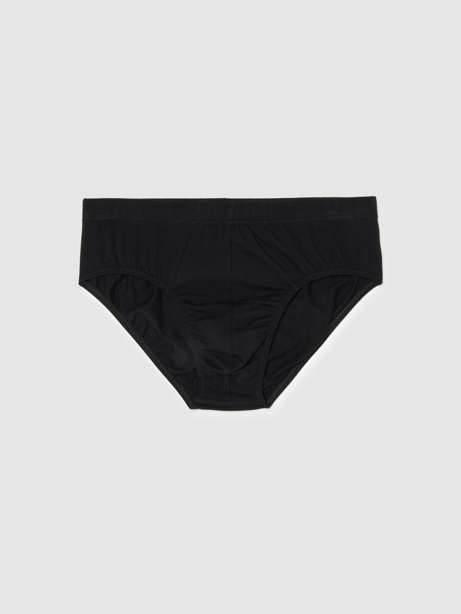 Black cotton stretch briefs with a snug fit_4
