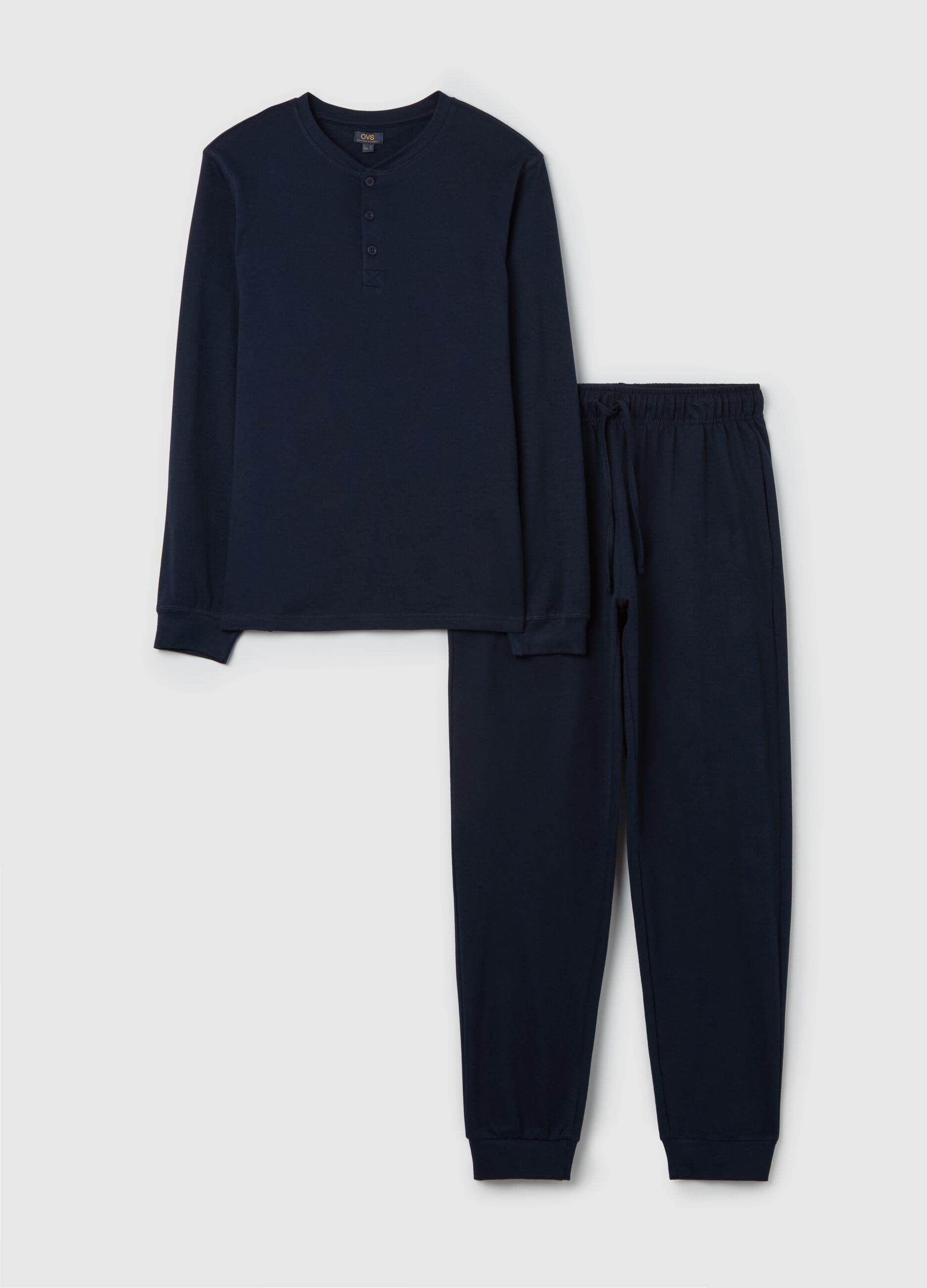 Supima cotton pyjamas with granddad neckline