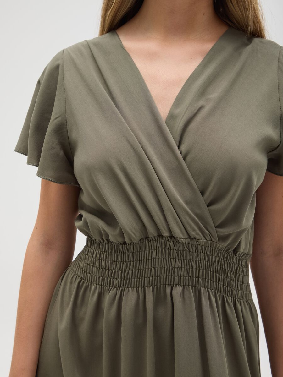 Women's long green dress in pure viscose regular fit_3