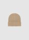 Beige Knitted Beanie Hat with Decorative Elements_1