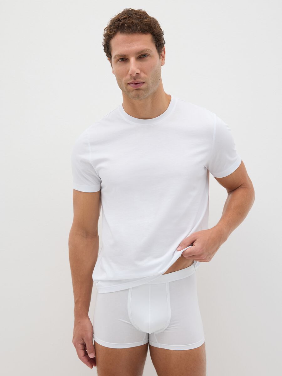 Twin pack white stretch cotton blend boxers regular fit_0