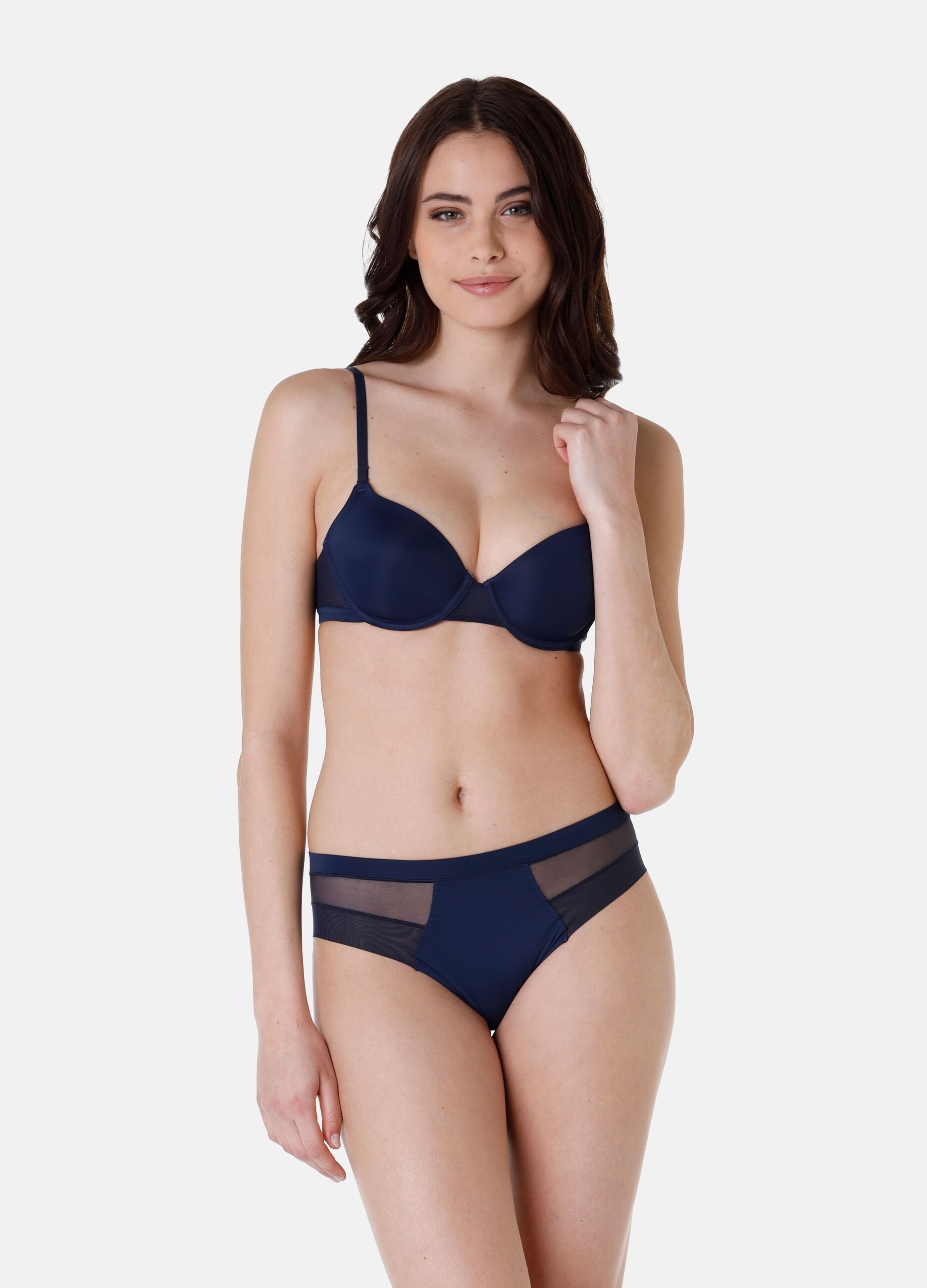 Slip in poliammide elasticizzata con dettagli in cotone