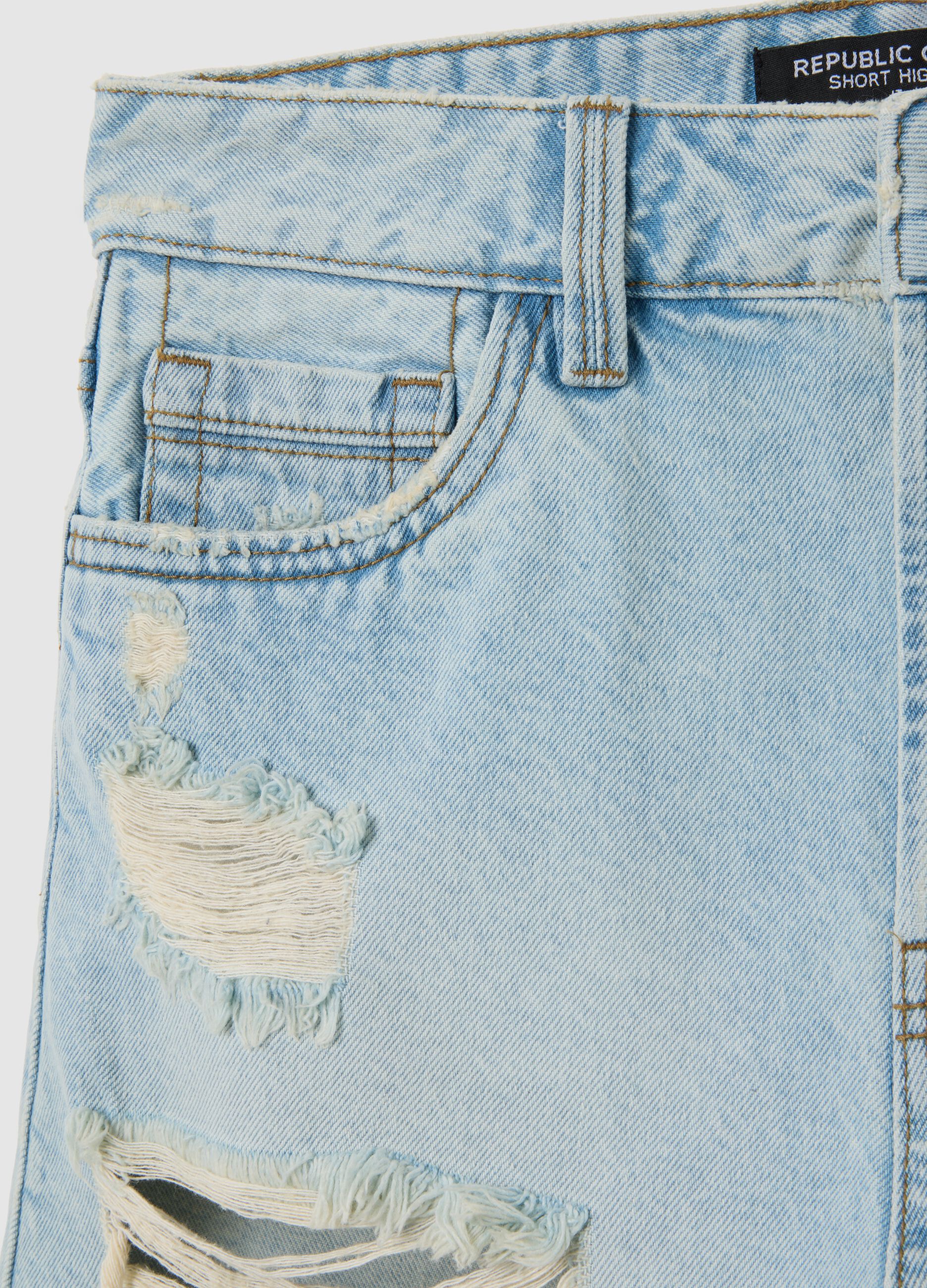 Shorts da donna in puro cotone azzurri regular fit