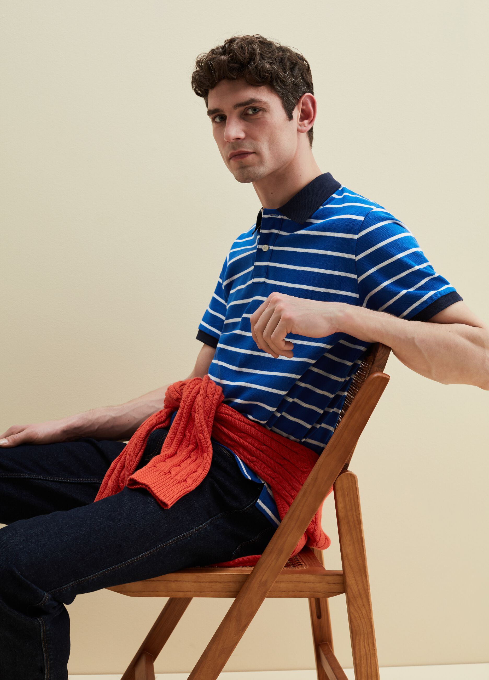 Striped polo shirt in cotton pique