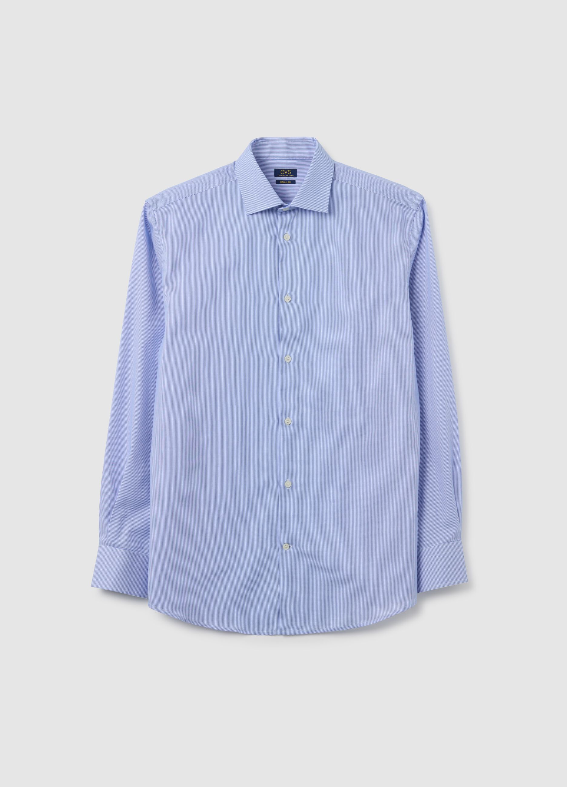 Men's pure cotton blue easy iron shirt