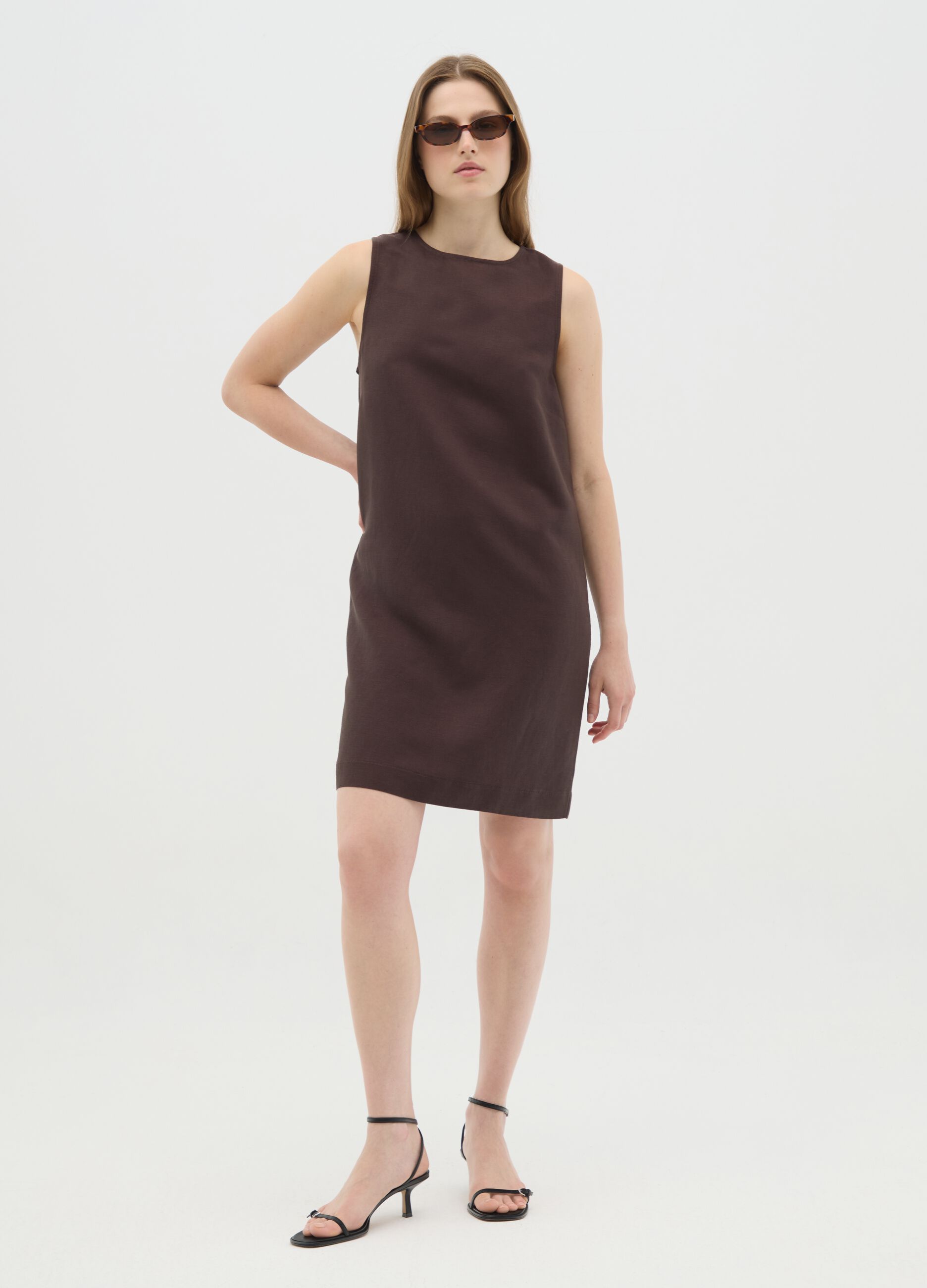 Abito da donna in misto marrone con zip