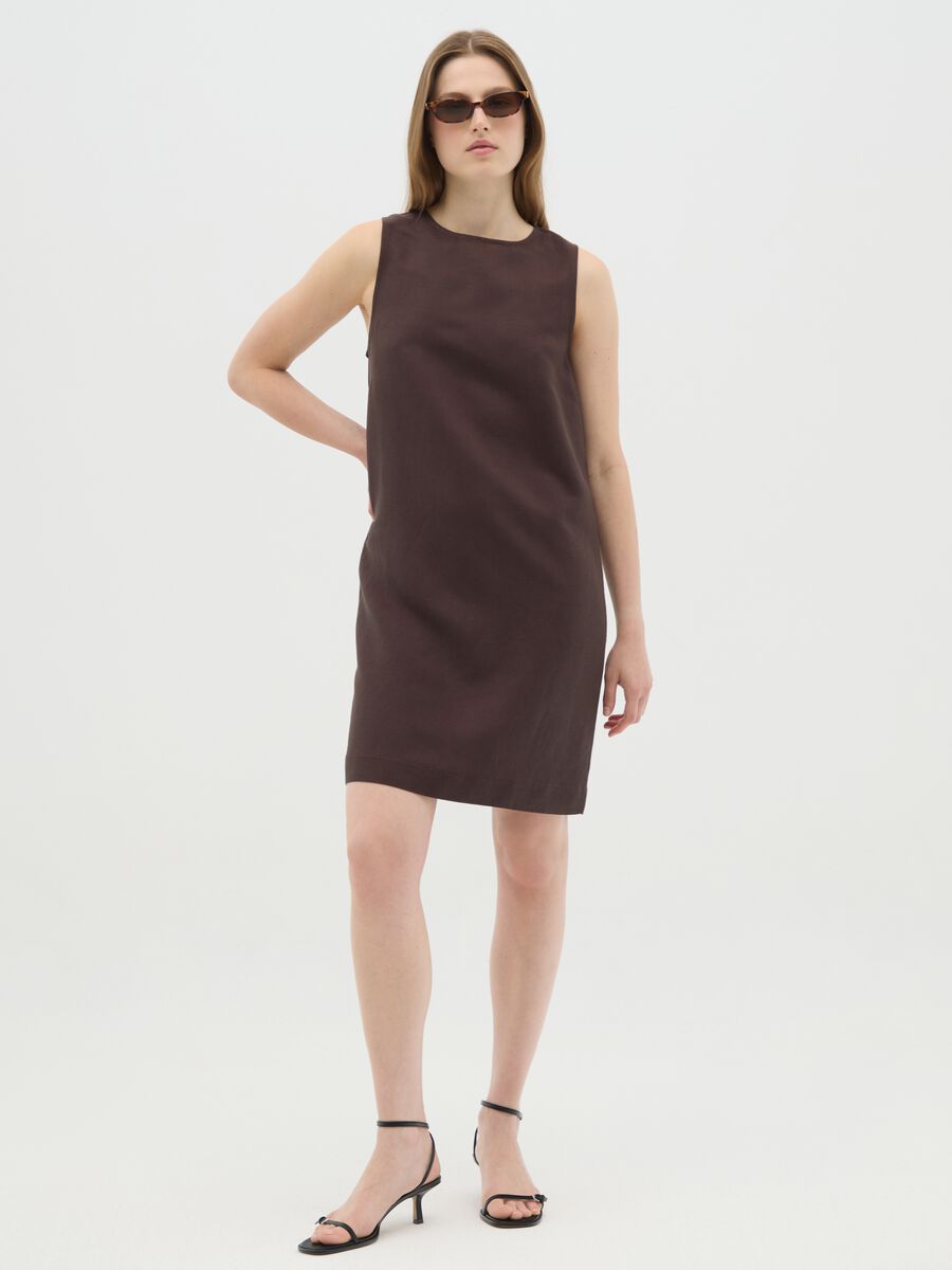 Women's brown mix dress with zip_0