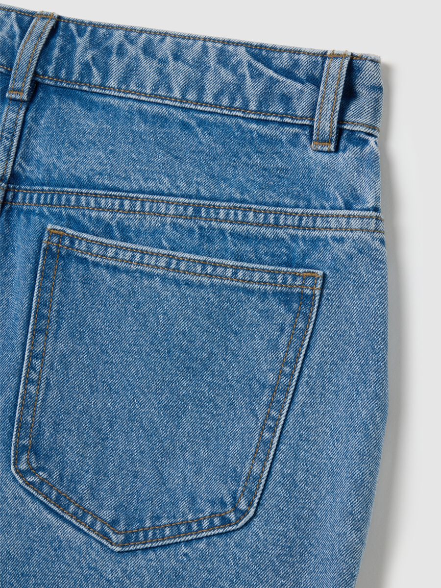 Shorts da donna in puro cotone blu regular fit_1