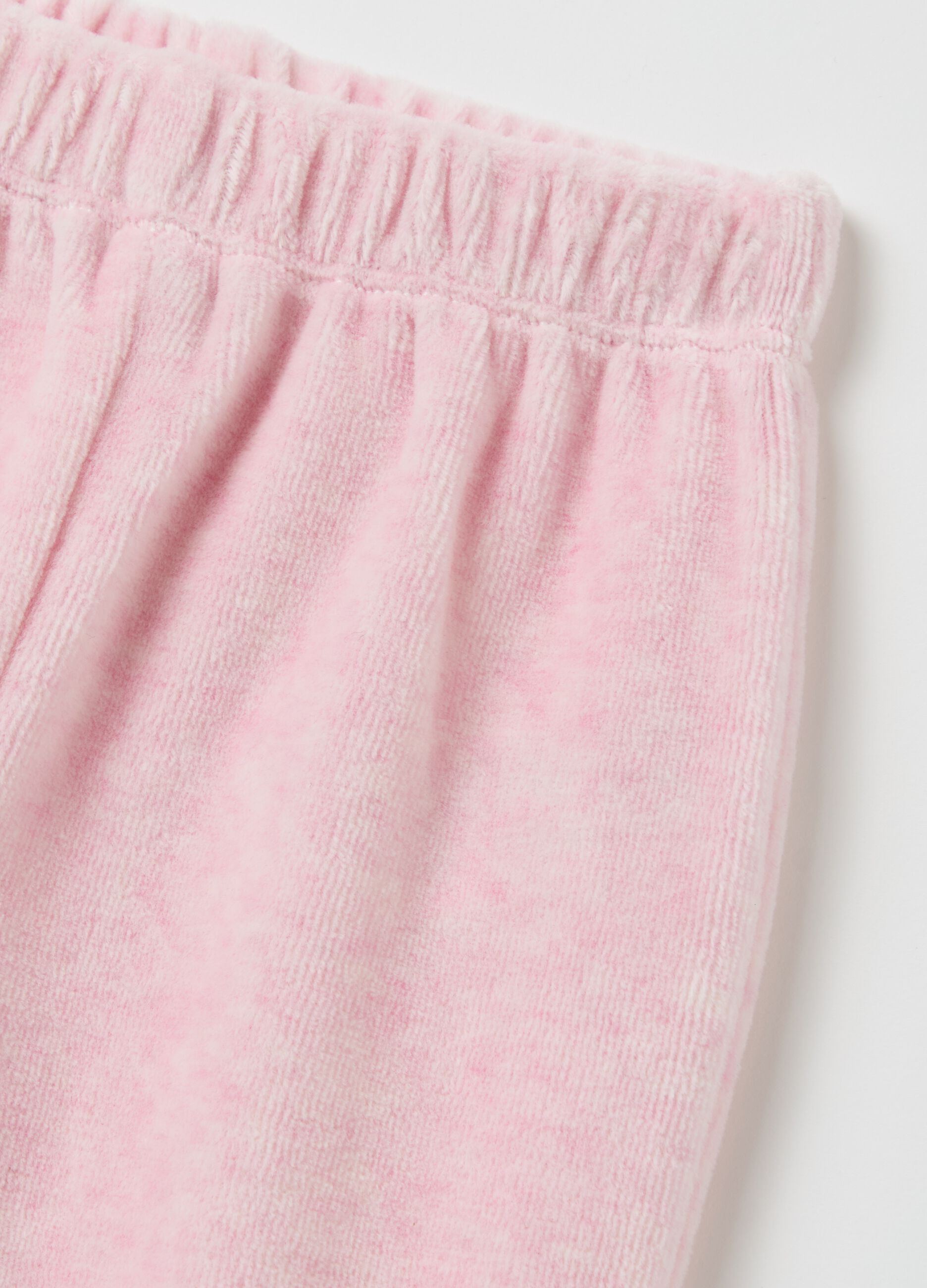 T-shirt and baby leggings set in velour with embroidery