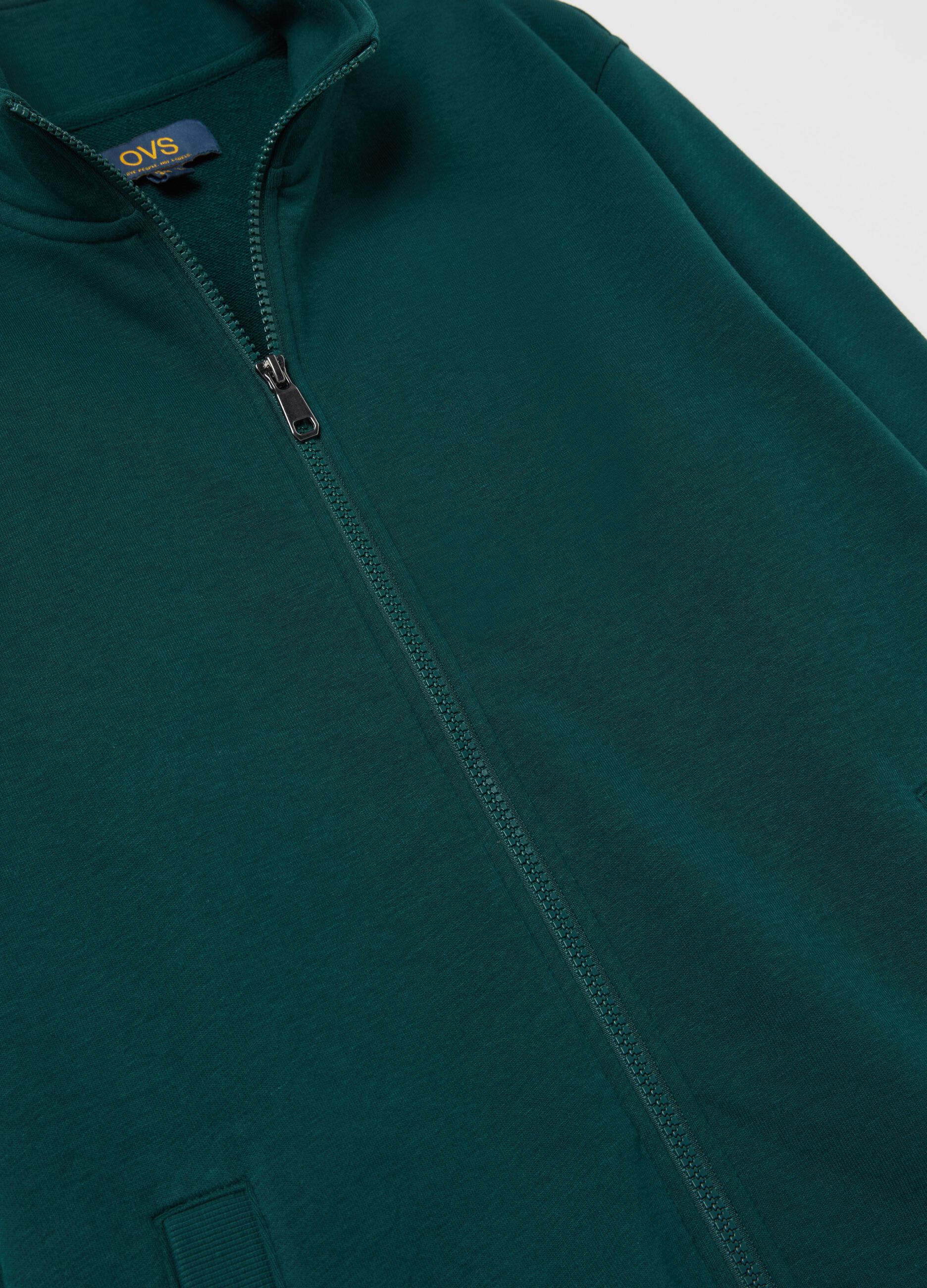Fullzip in French Terry a collo alto Verde smeraldo scuro da Uomo OVS