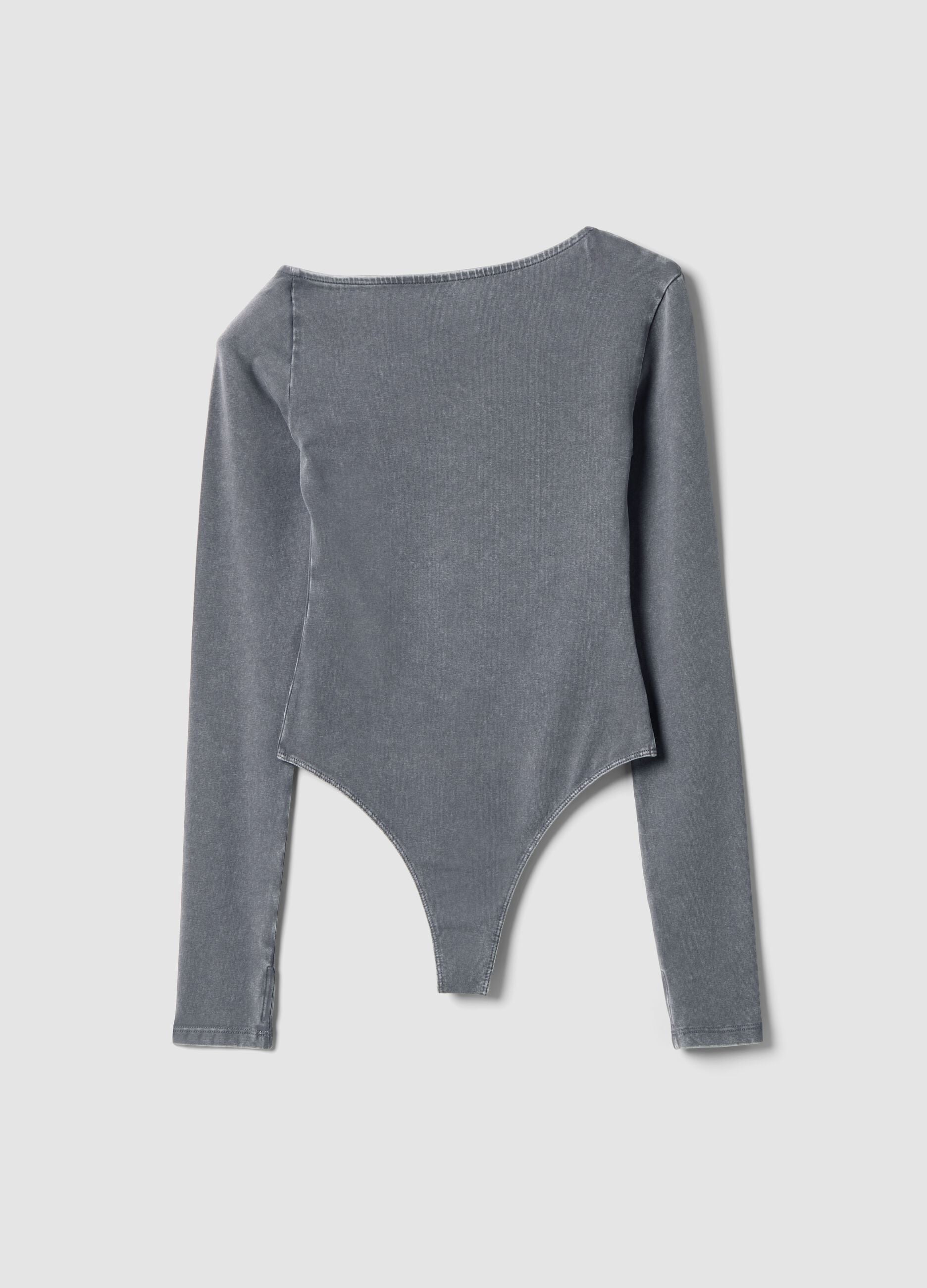 Asymmetrical Bodysuit Washed Grey