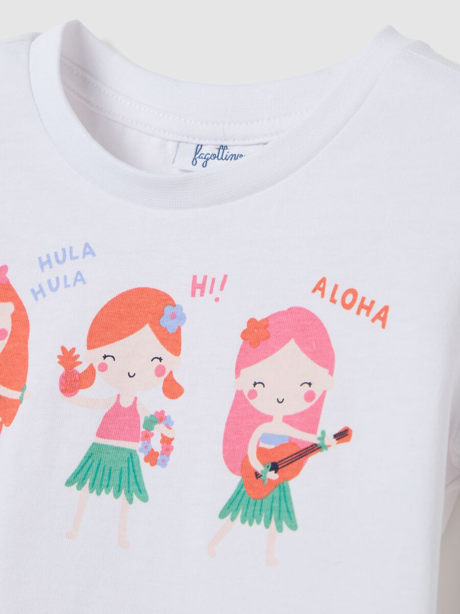 Girls' pure cotton white and orange regular fit set_3