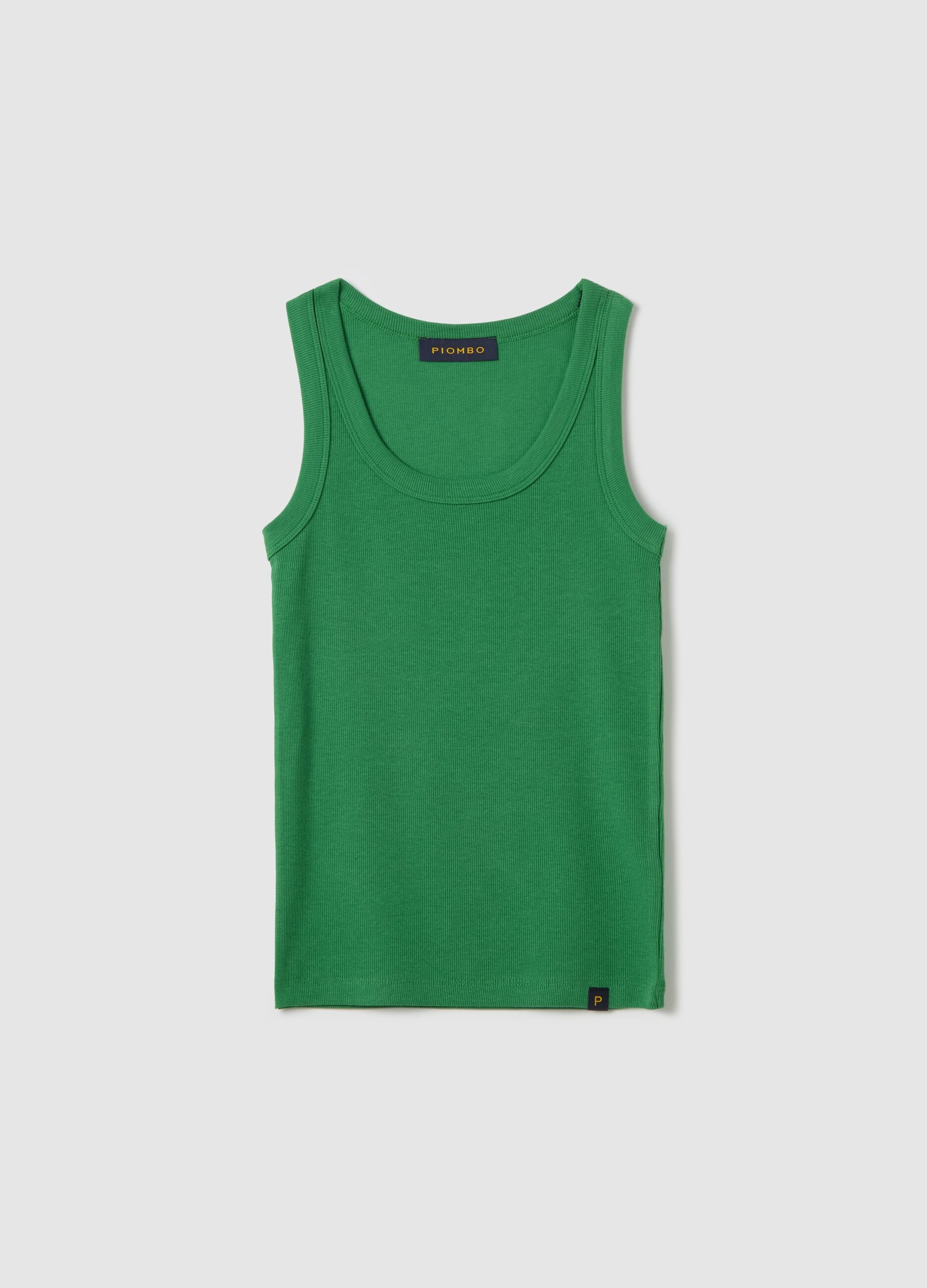 Green ribbed tank top