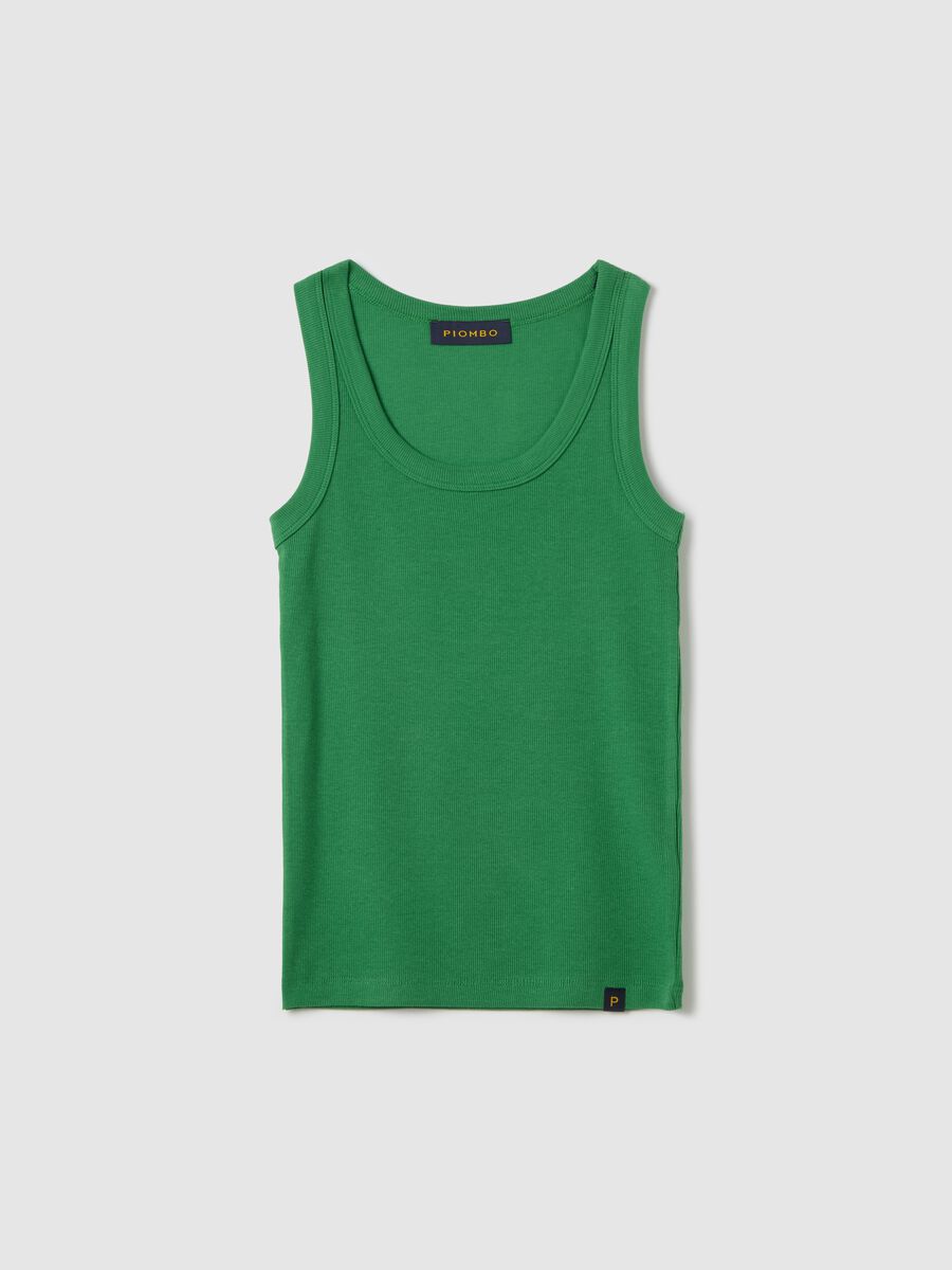 Green ribbed tank top_4