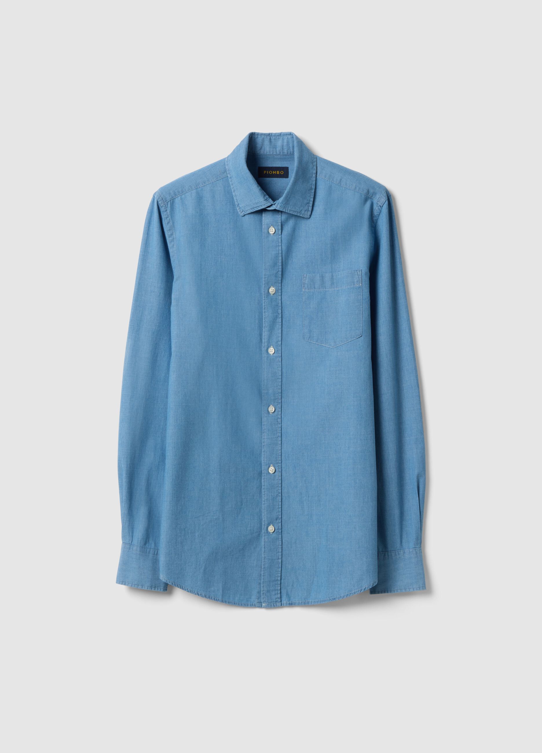 Camicia lavaggio chiaro in puro cotone