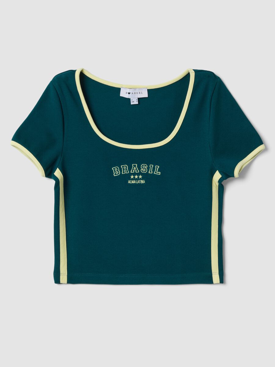 Green stretch cotton short-sleeve T-shirt_4