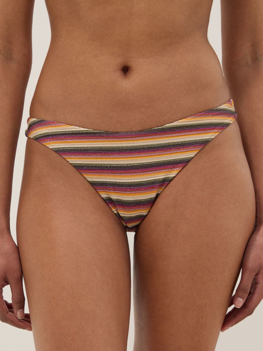 Slip da mare in tessuto elasticizzato a righe multicolor_1