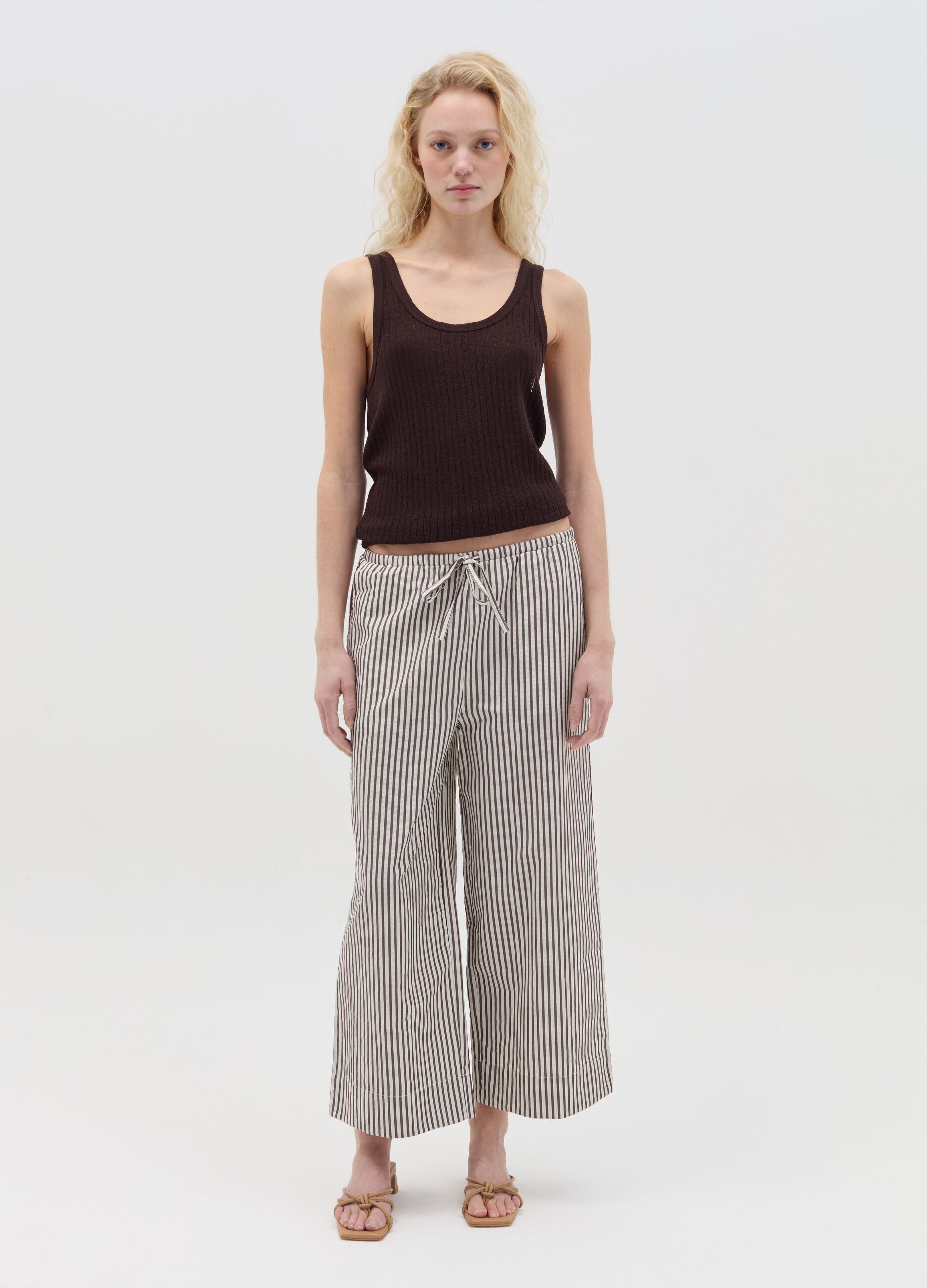 Tank top with striped motif