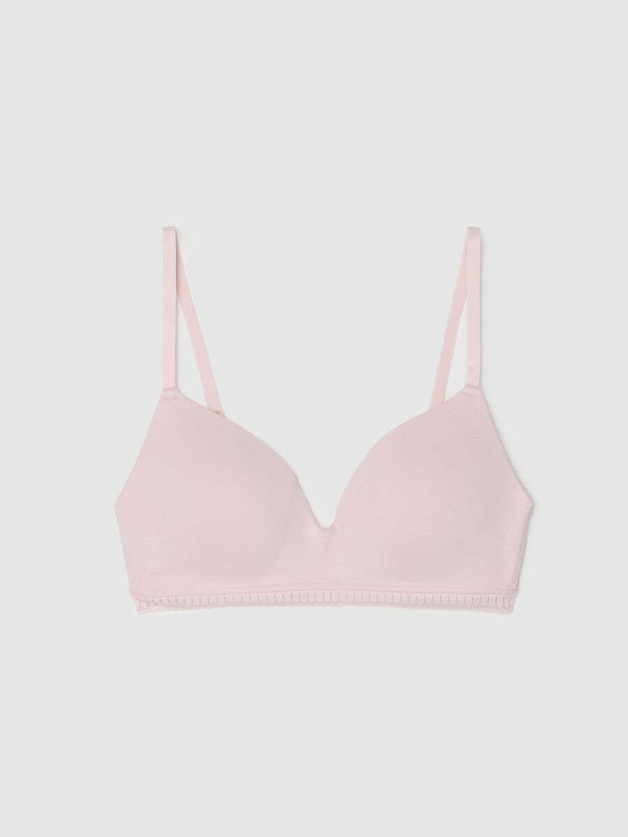 Pink Triangle Bra in Stretch Cotton with Padding_4