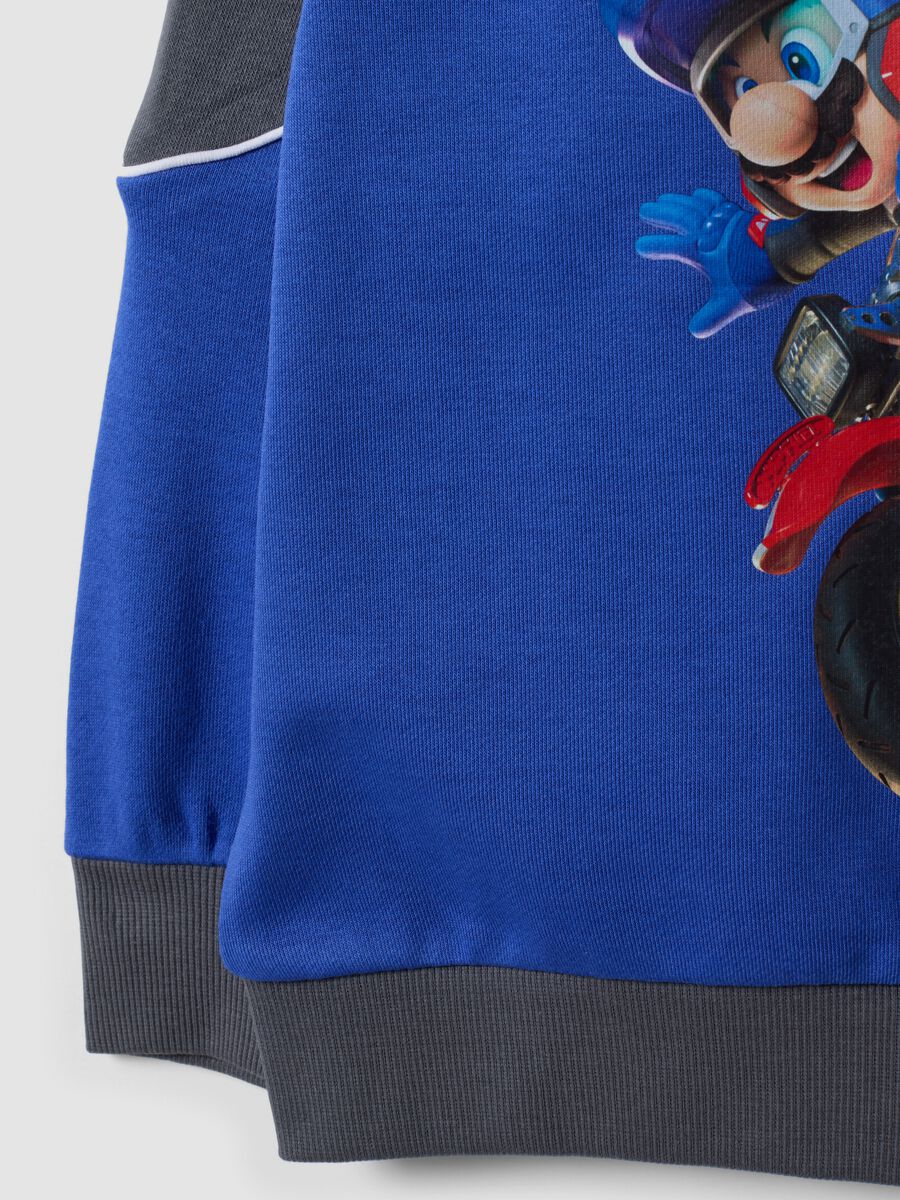 Felpa blu in misto cotone con stampa Mario Kart over fit_3