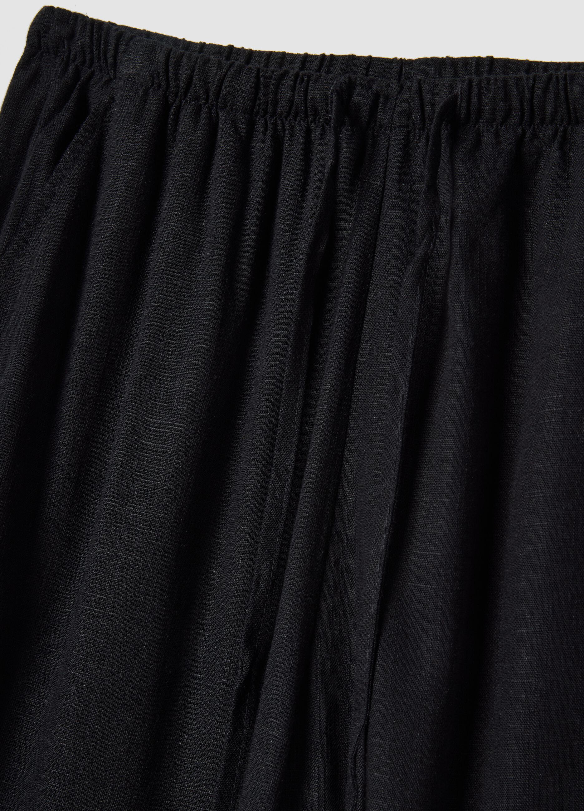 Black viscose and linen blend joggers &ndash; relaxed fit